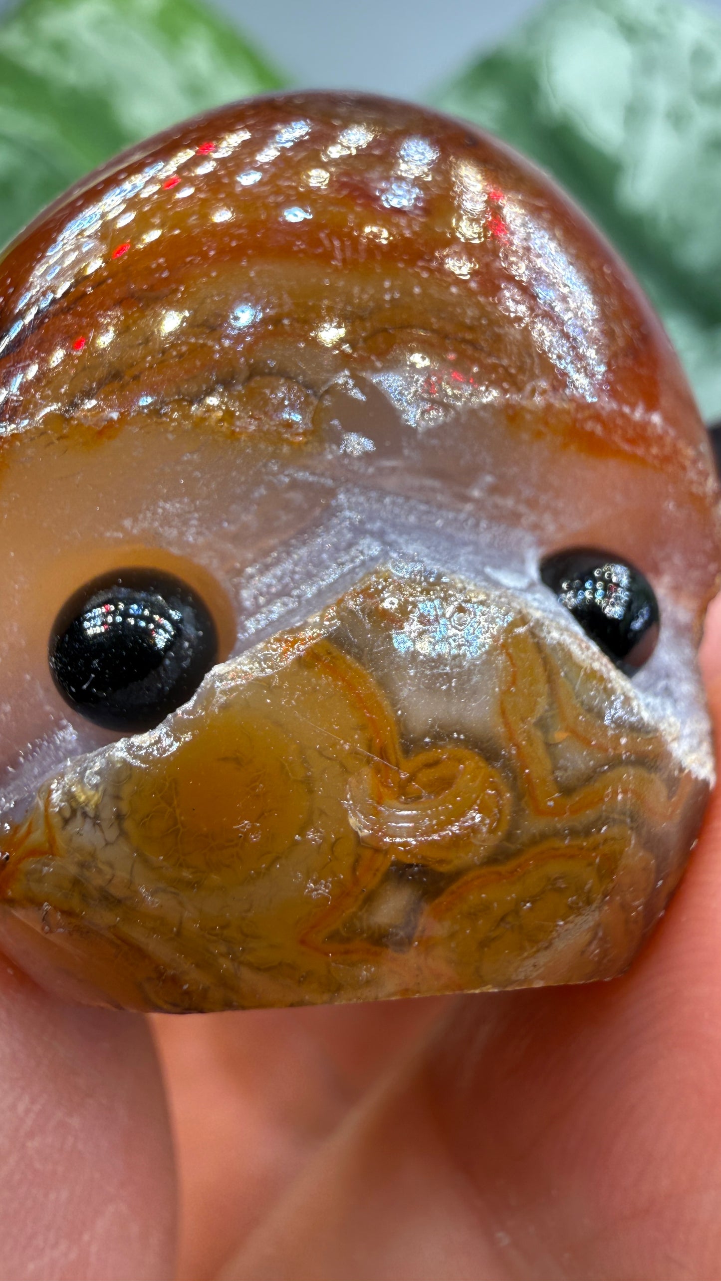 Carnelian Crystal Buddy- Polished Crystal with Eyes