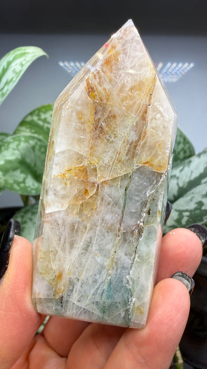 Chrysocolla in Quartz Tower