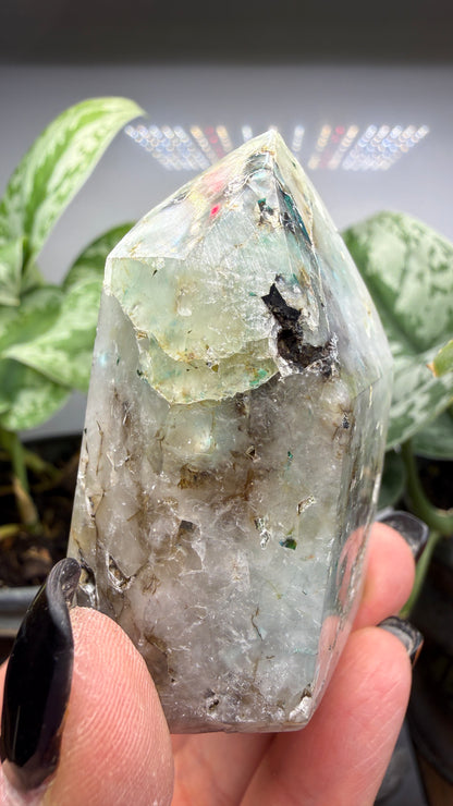 Chrysocolla in Quartz Tower