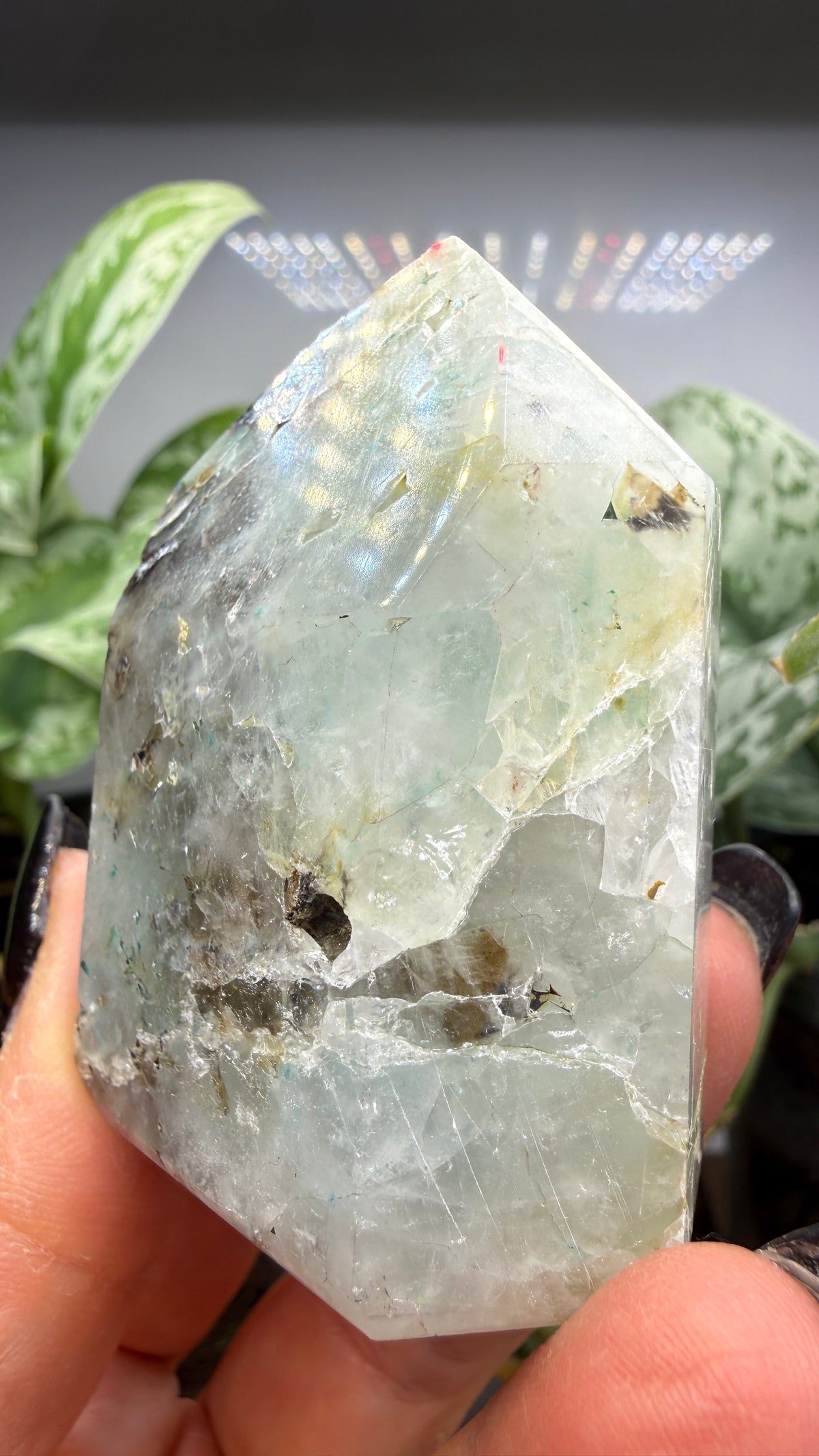 Chrysocolla in Quartz Tower