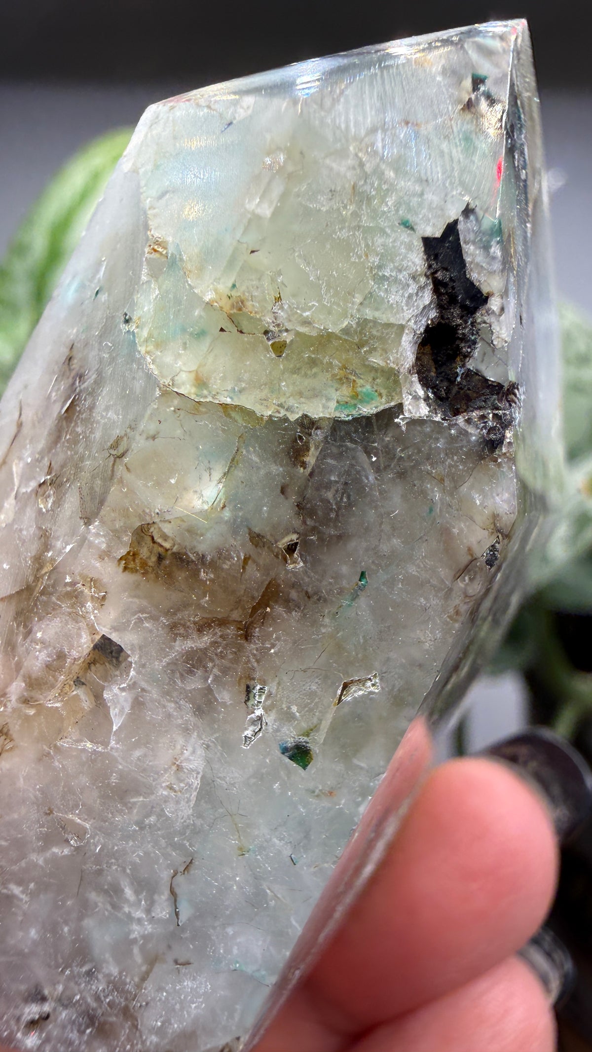 Chrysocolla in Quartz Tower