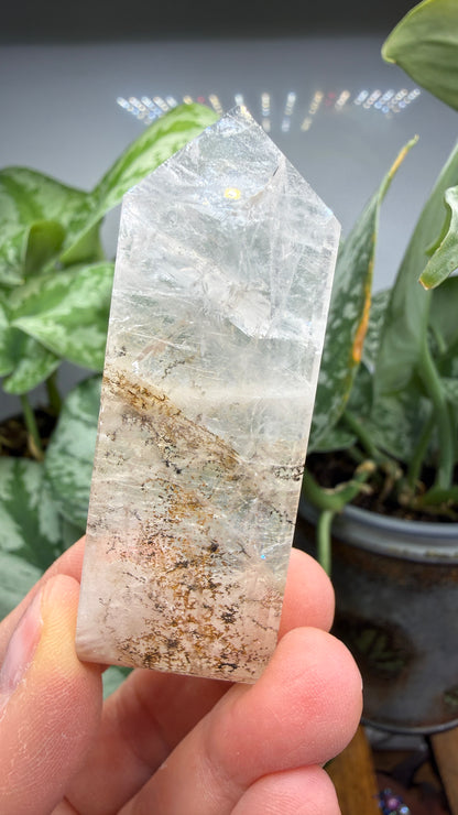Garden Quartz/Lodolite Point- 2.625" inches tall- DENDRITES!