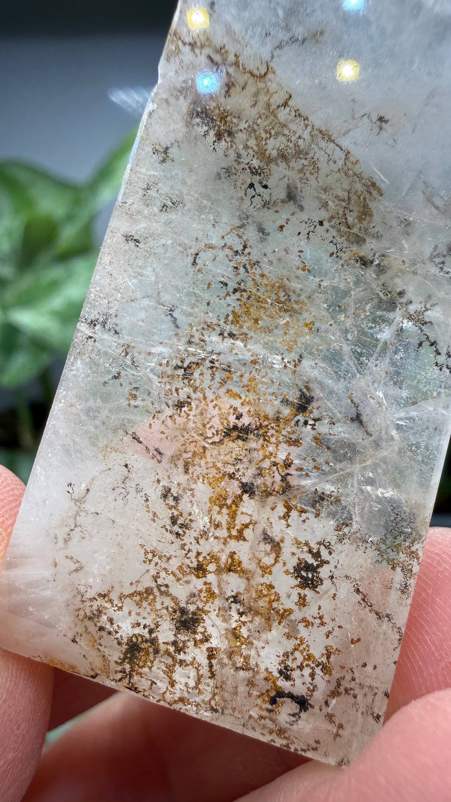 Garden Quartz/Lodolite Point- 2.625" inches tall- DENDRITES!