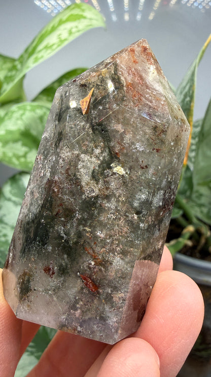 Garden Quartz/Lodolite Point- 2.25" inches tall