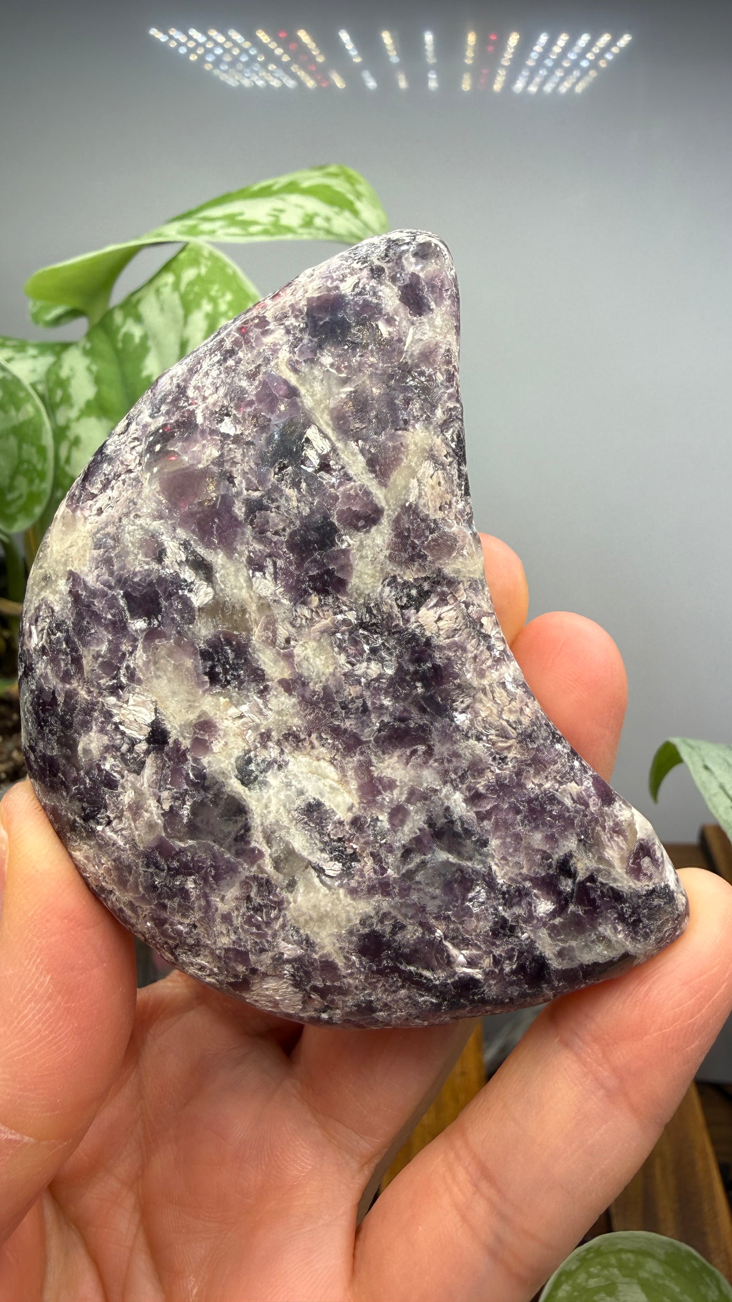 Lepidolite Crescent Moon- 3.1 inches- Brazil