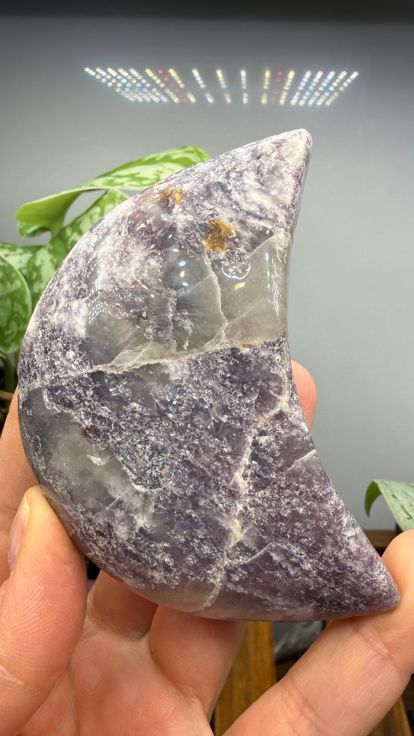 Lepidolite Crescent Moon- 3.25 inches- Brazil