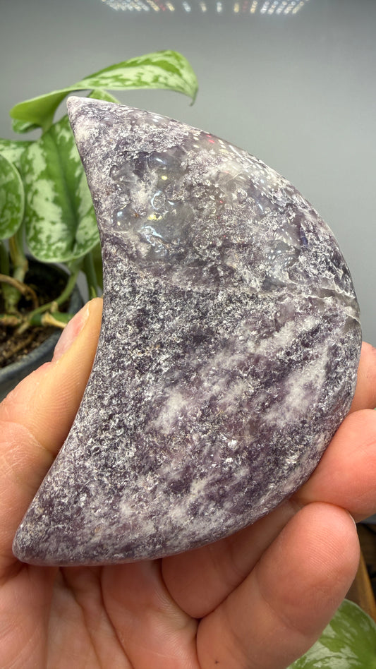 Lepidolite Crescent Moon- 3.25 inches- Brazil