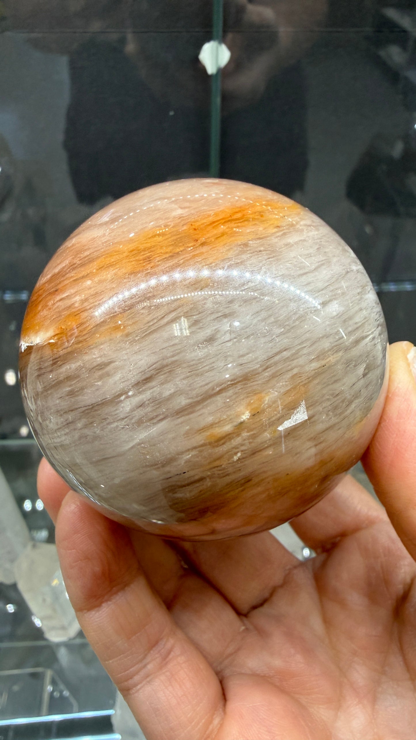 Amphibole Quartz Sphere- 2.7" inches diameter