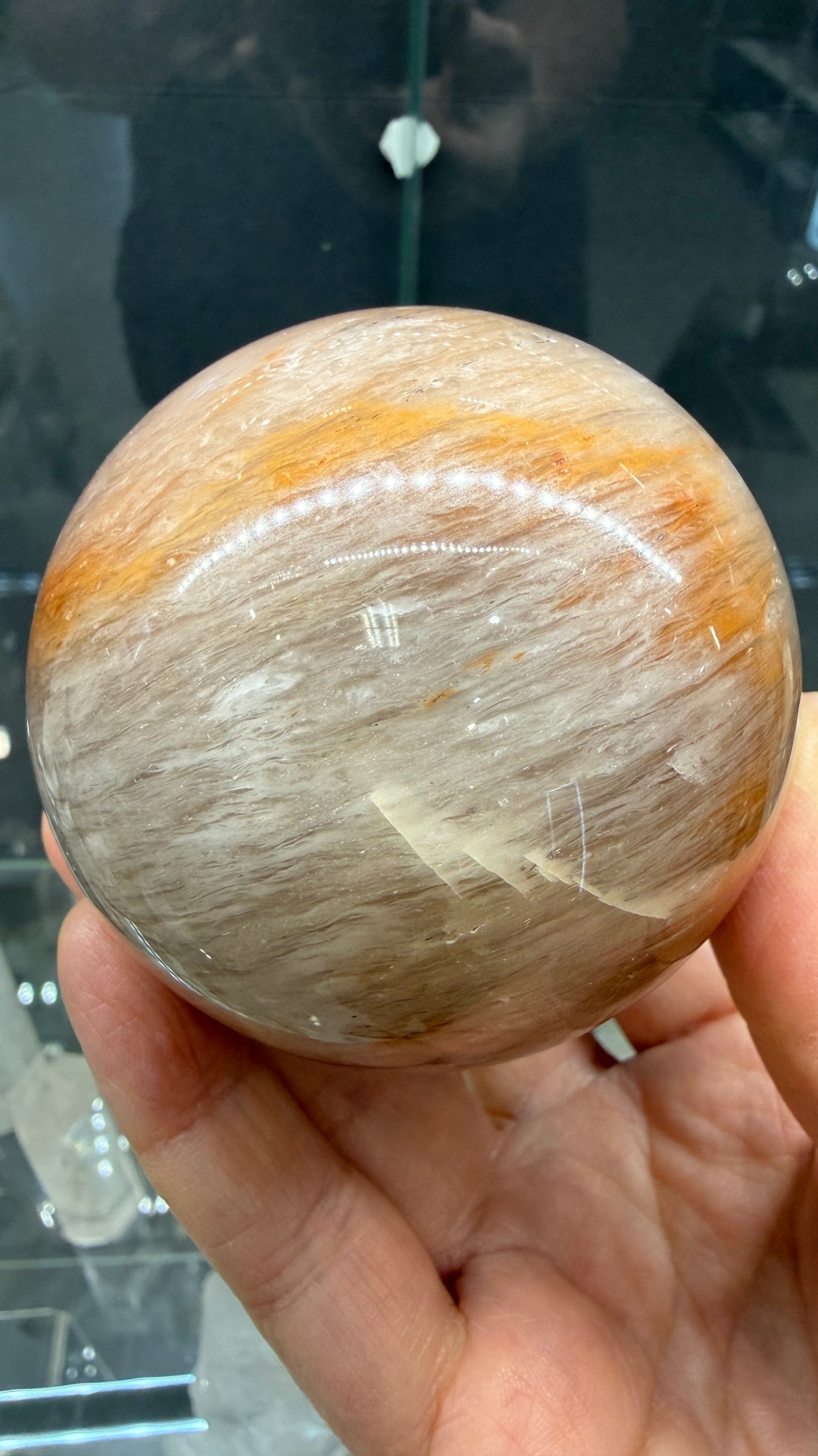 Amphibole Quartz Sphere- 2.7" inches diameter