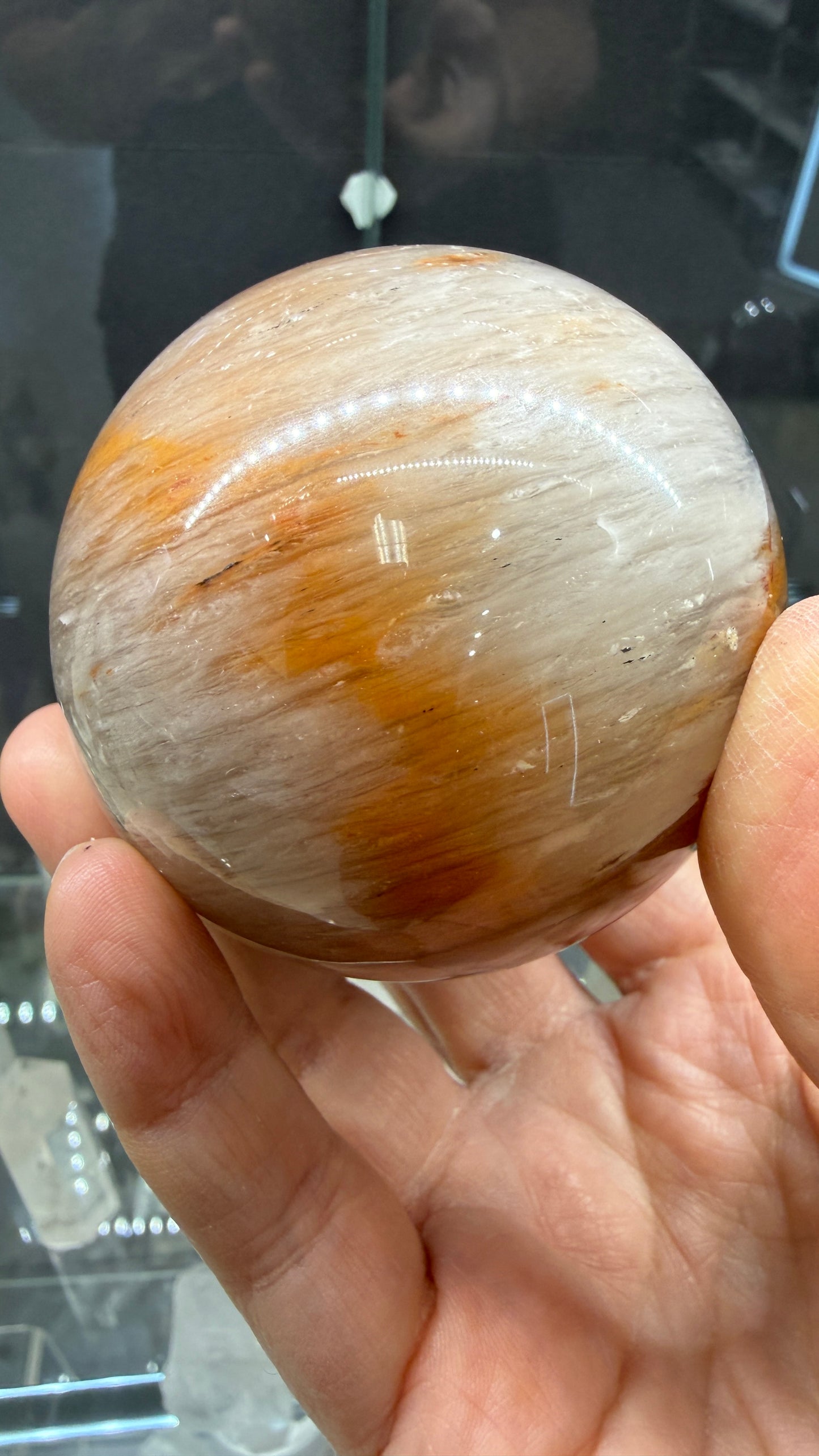 Amphibole Quartz Sphere- 2.7" inches diameter