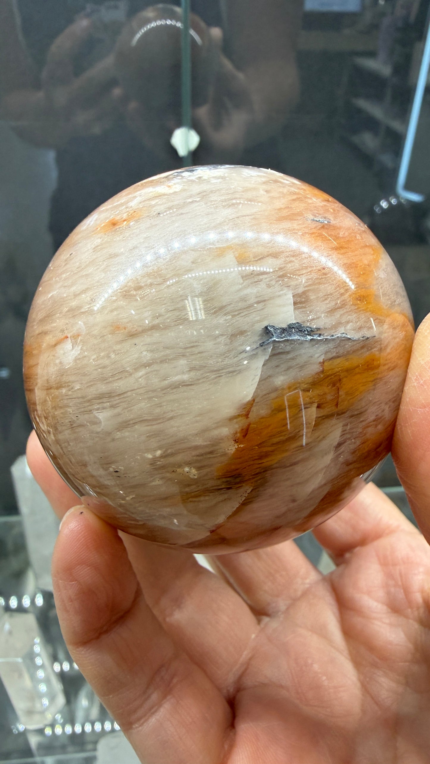 Amphibole Quartz Sphere- 2.7" inches diameter
