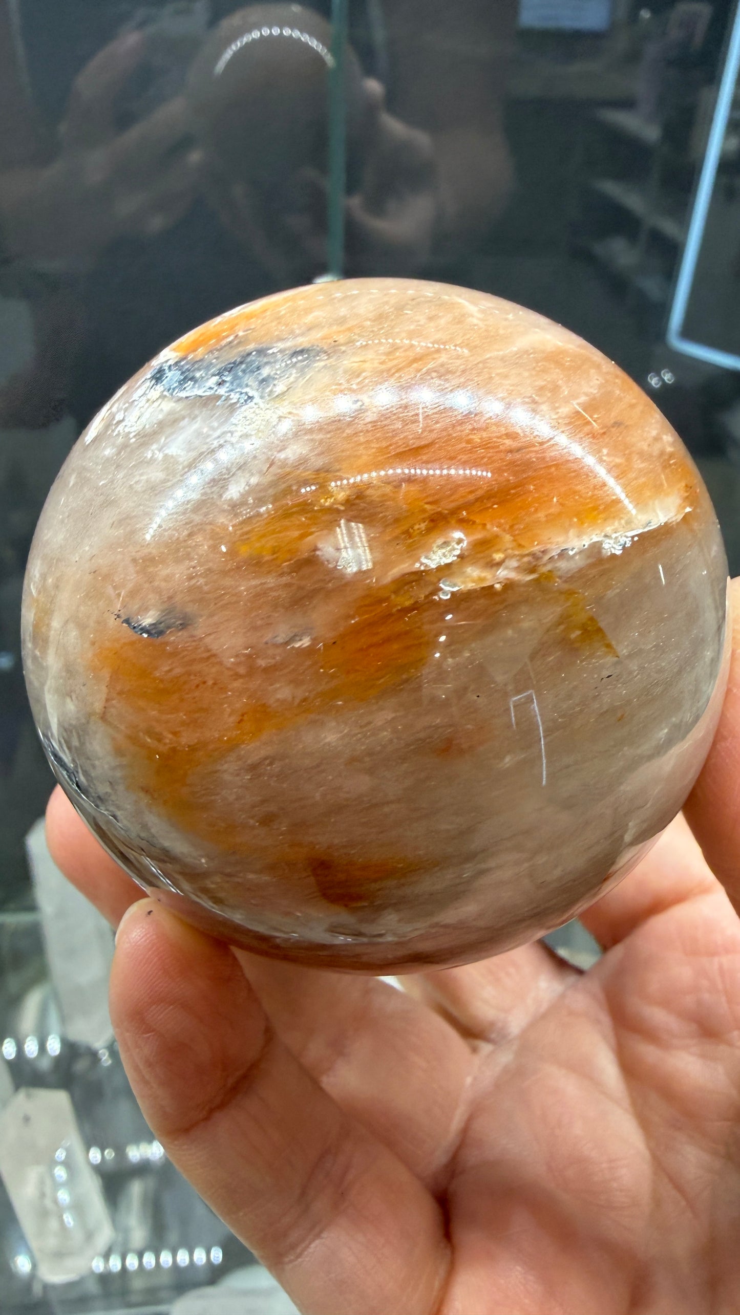 Amphibole Quartz Sphere- 2.7" inches diameter