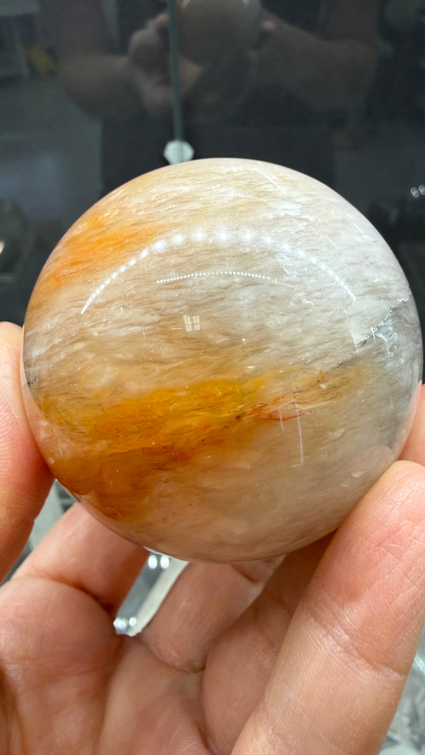 Amphibole Quartz Sphere- 2.4" inches diameter