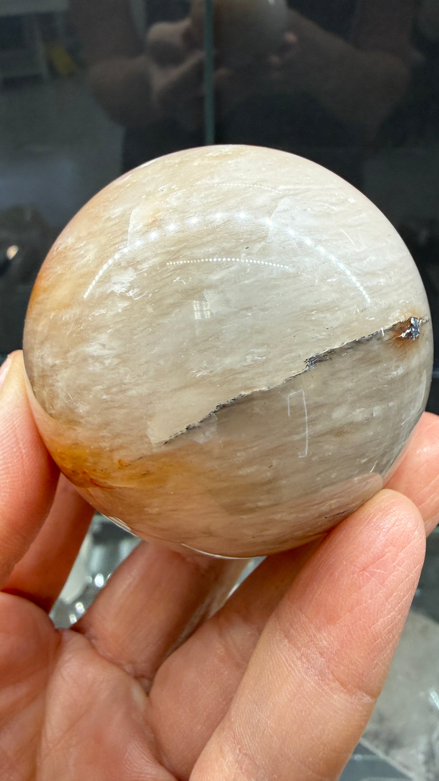 Amphibole Quartz Sphere- 2.4" inches diameter