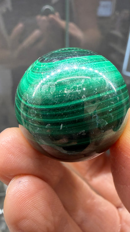 Malachite Sphere- 1.2 inch diameter