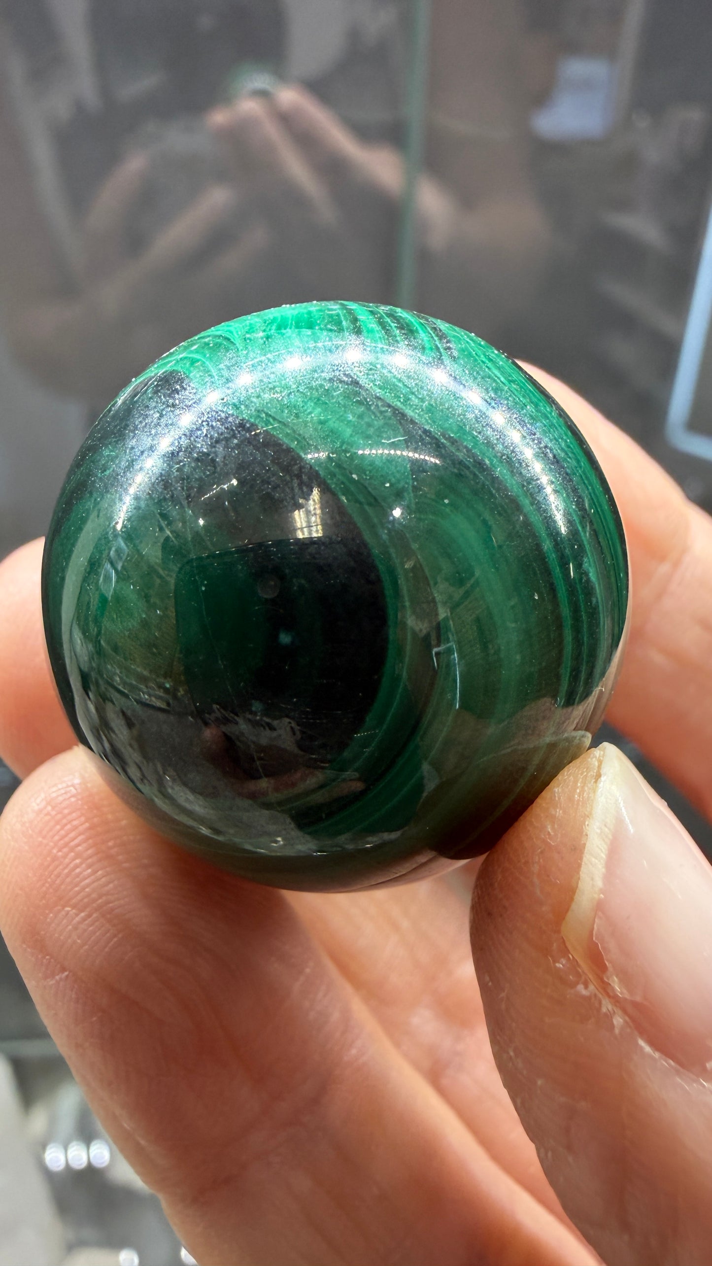 Malachite Sphere- 1.2 inch diameter