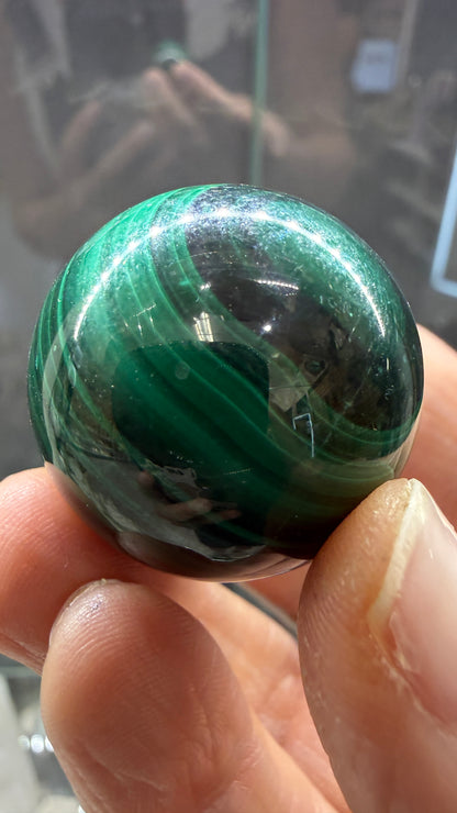 Malachite Sphere- 1.2 inch diameter