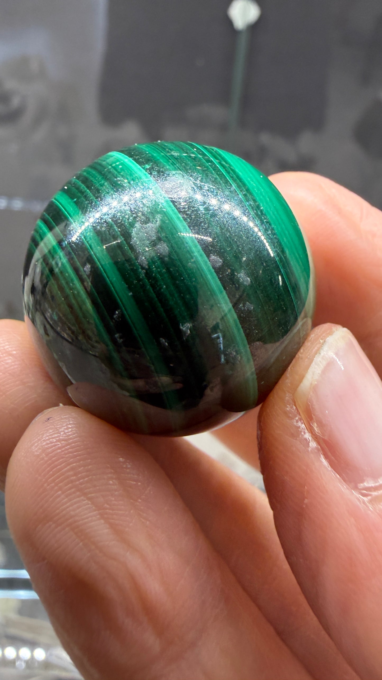 Malachite Sphere- 1.1 inch diameter