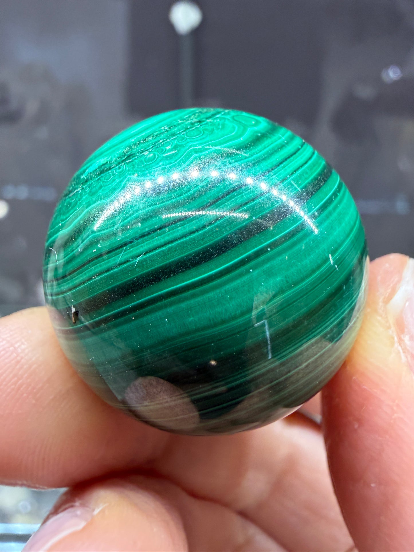 Malachite Sphere- 1.1 inch diameter