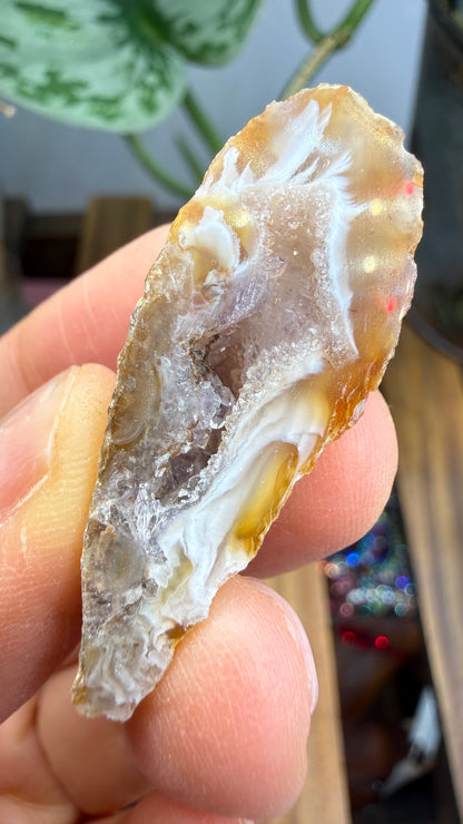 Polished Agate Geode Half with Druzy Quartz