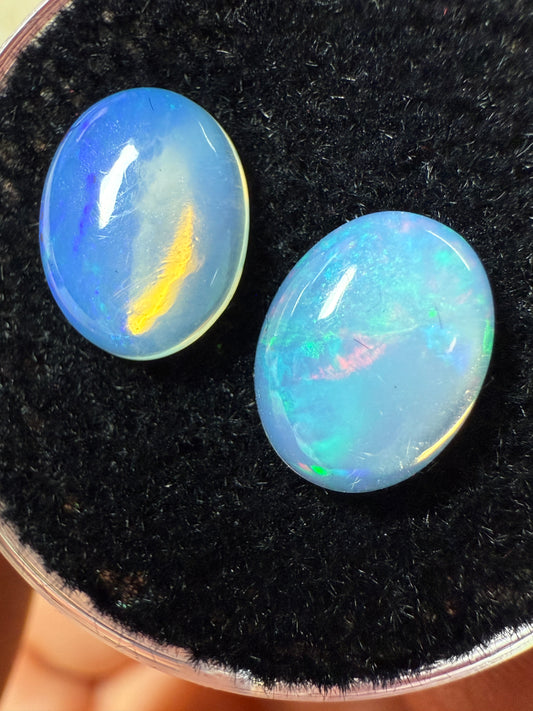 Honeycomb Welo Opal Cabochon Pair: 1.82 ct– 9x7x3mm