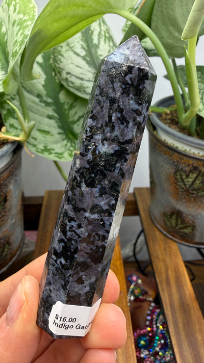 Indigo Gabbro Tower (Mystic Merlinite)- 3.75" inches tall