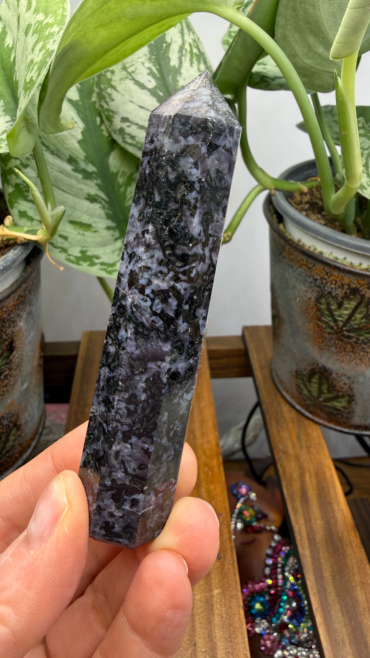Indigo Gabbro Tower (Mystic Merlinite)- 3.75" inches tall