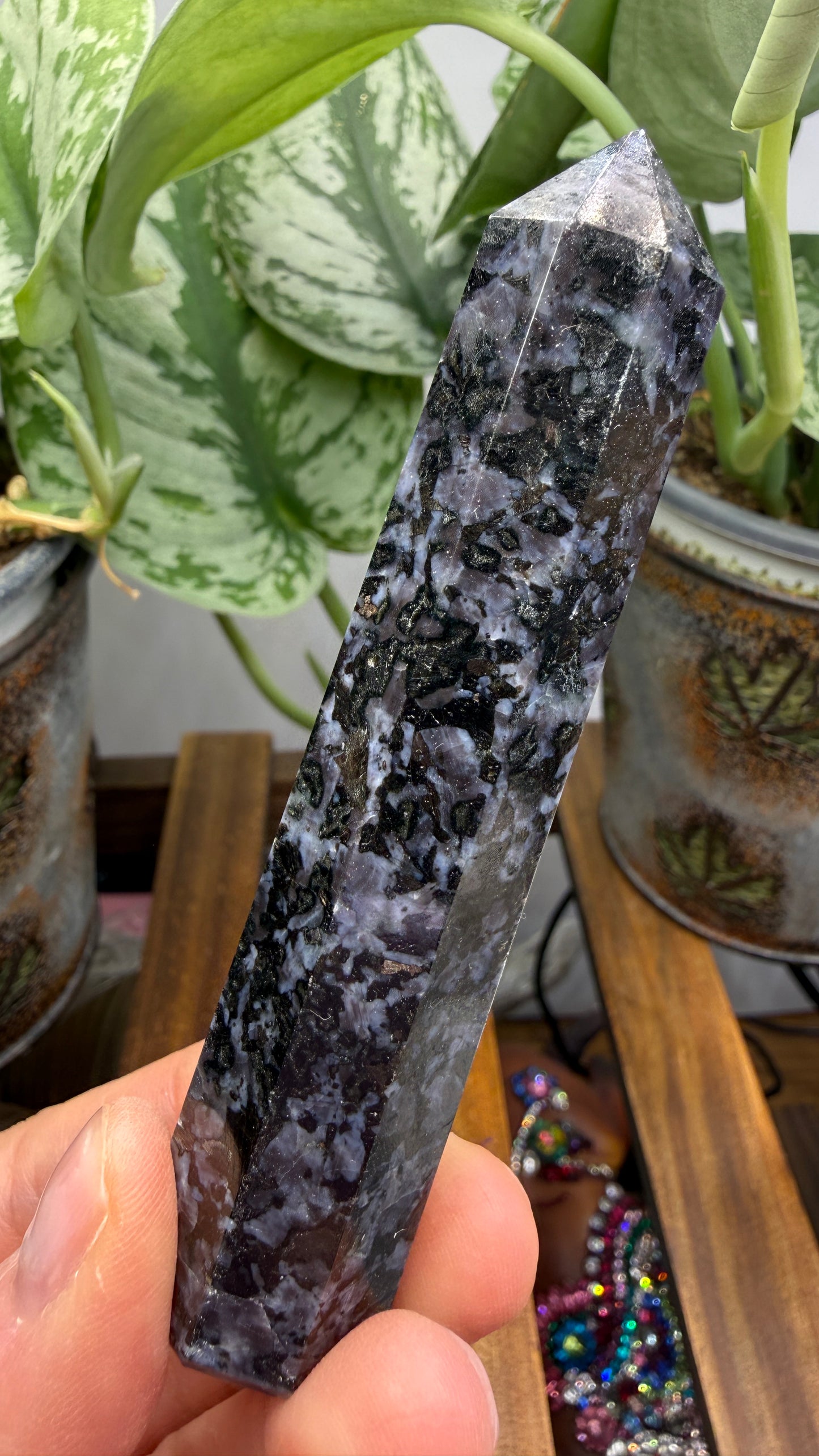 Indigo Gabbro Tower (Mystic Merlinite)- 3.75" inches tall