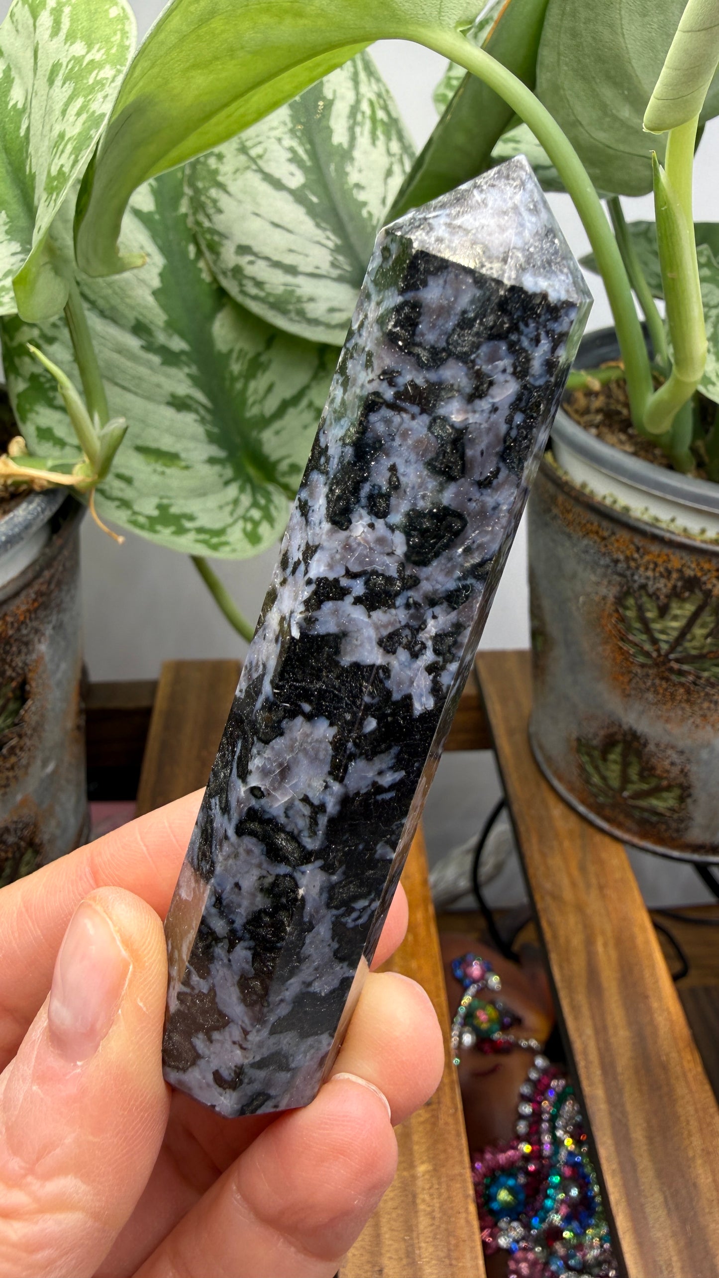 Indigo Gabbro Tower (Mystic Merlinite)- 3.75" inches tall