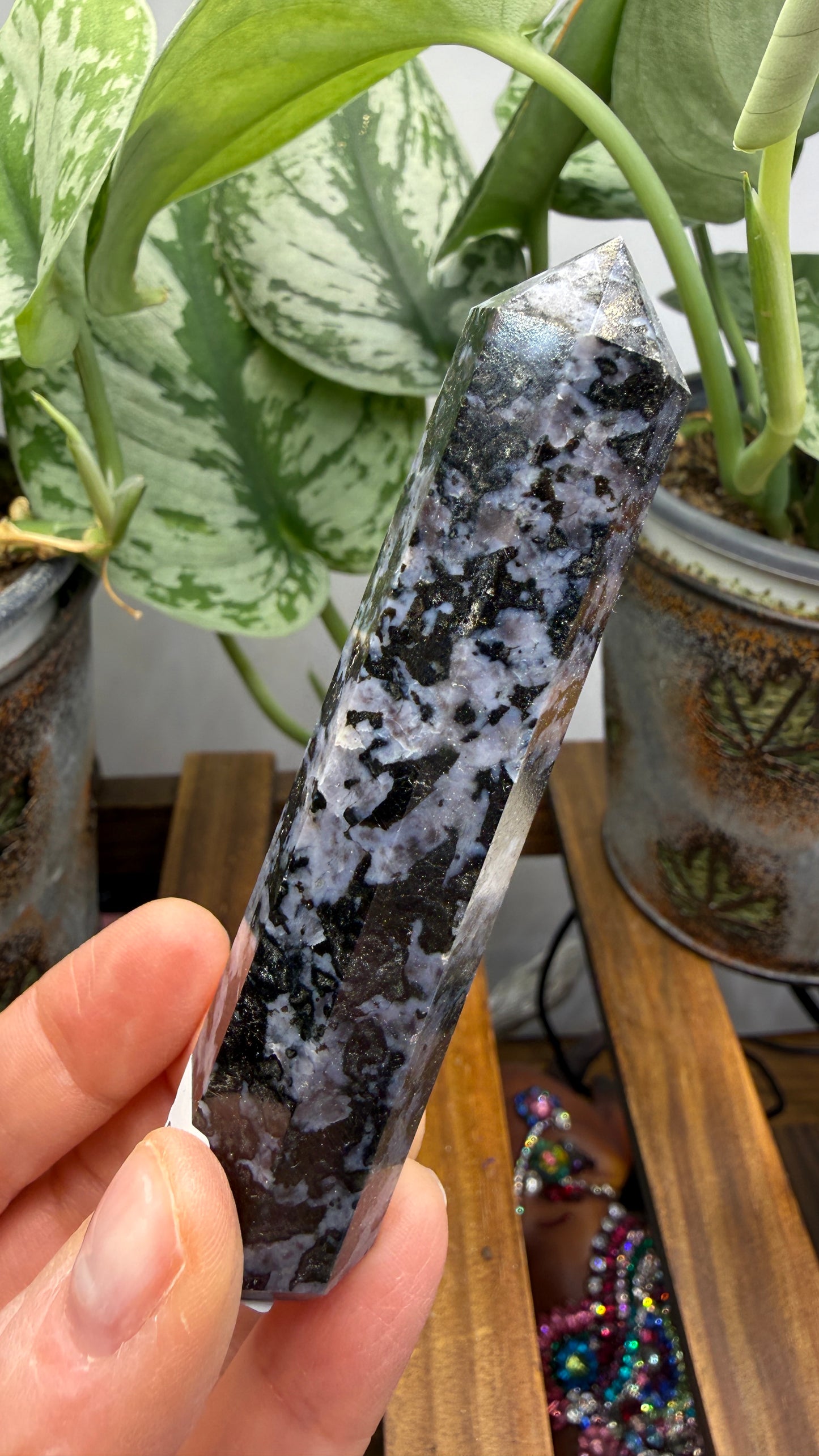 Indigo Gabbro Tower (Mystic Merlinite)- 3.75" inches tall