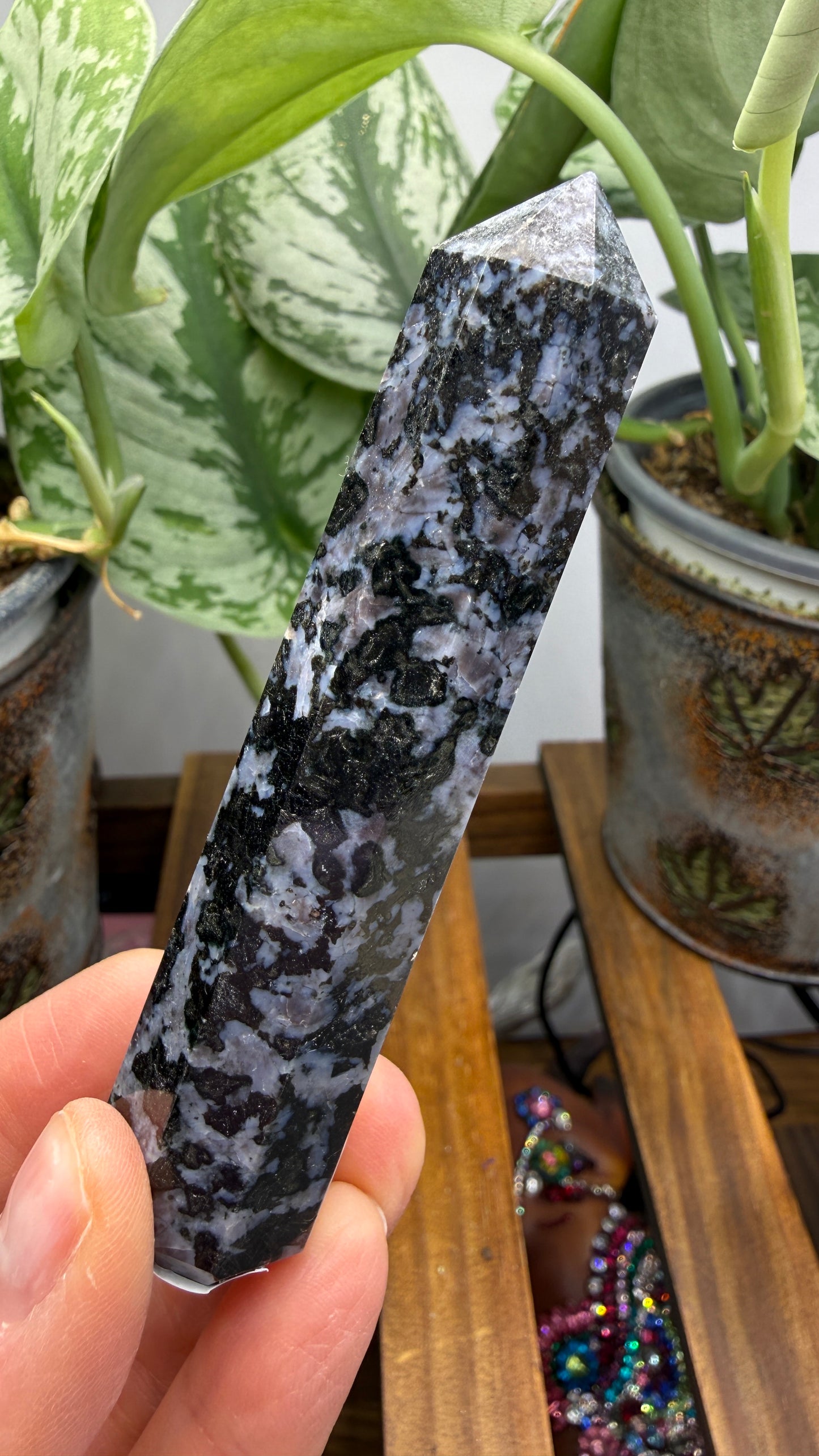 Indigo Gabbro Tower (Mystic Merlinite)- 3.75" inches tall