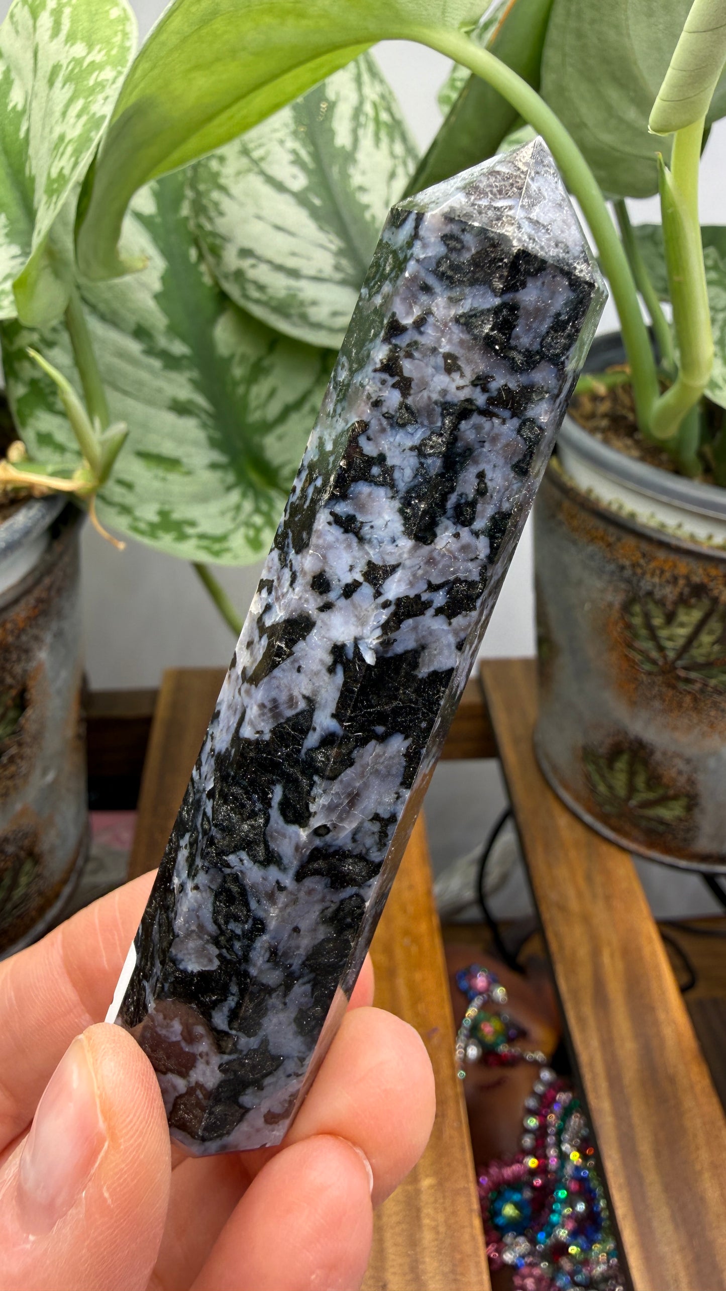 Indigo Gabbro Tower (Mystic Merlinite)- 3.75" inches tall