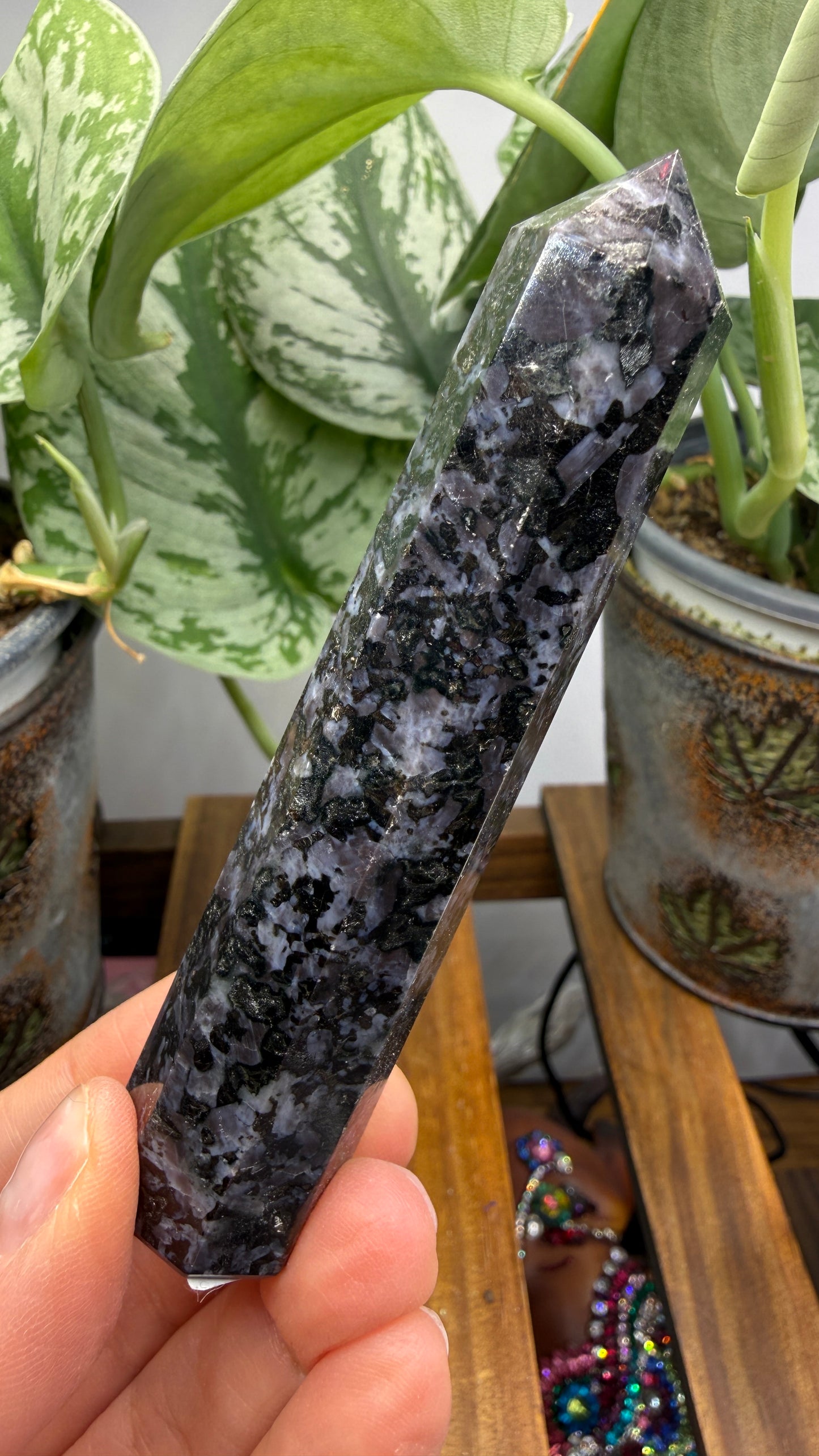 Indigo Gabbro Tower (Mystic Merlinite)- 3.75" inches tall