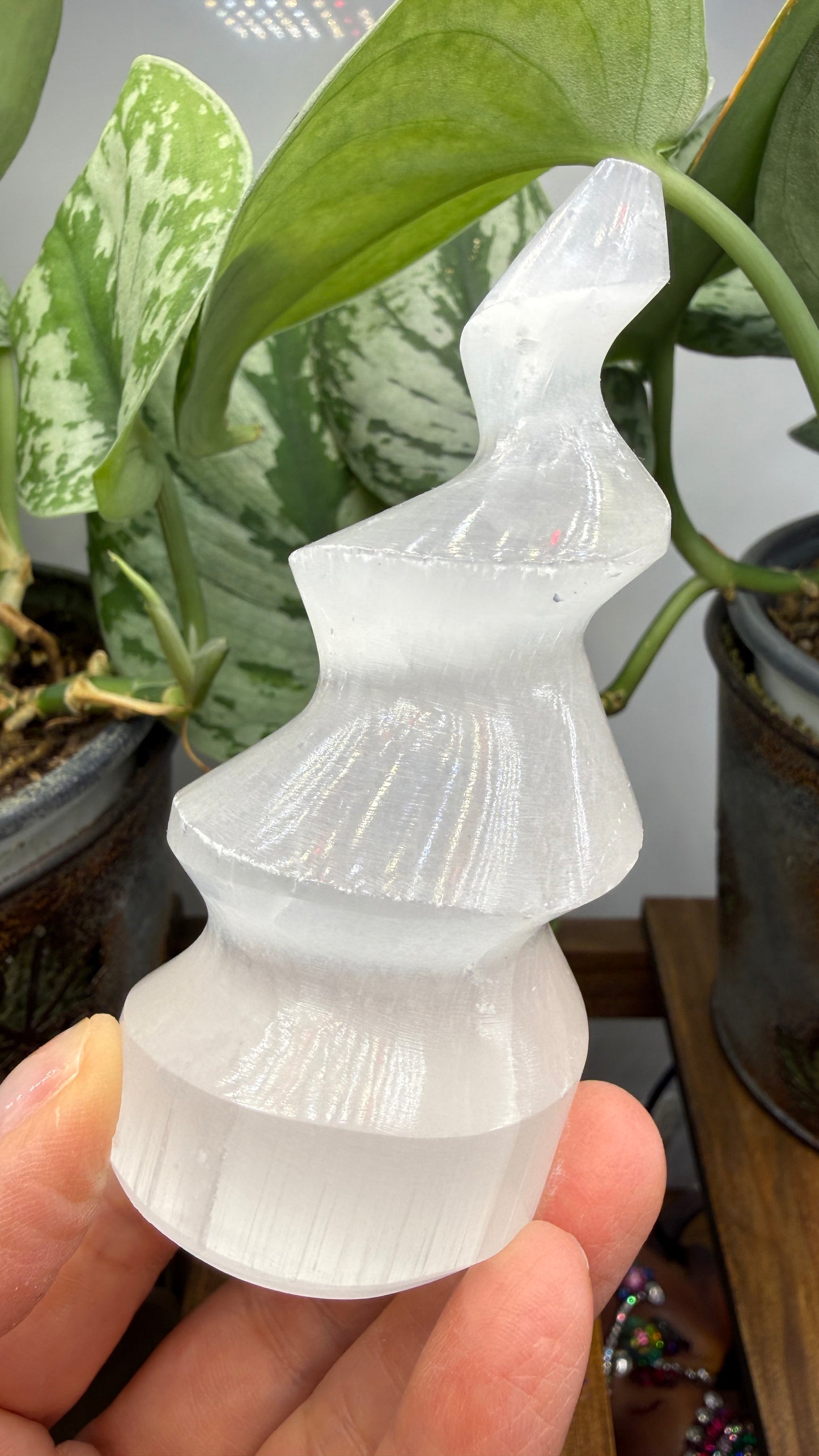 Satin Spar Selenite Flame- 3.75" inches tall