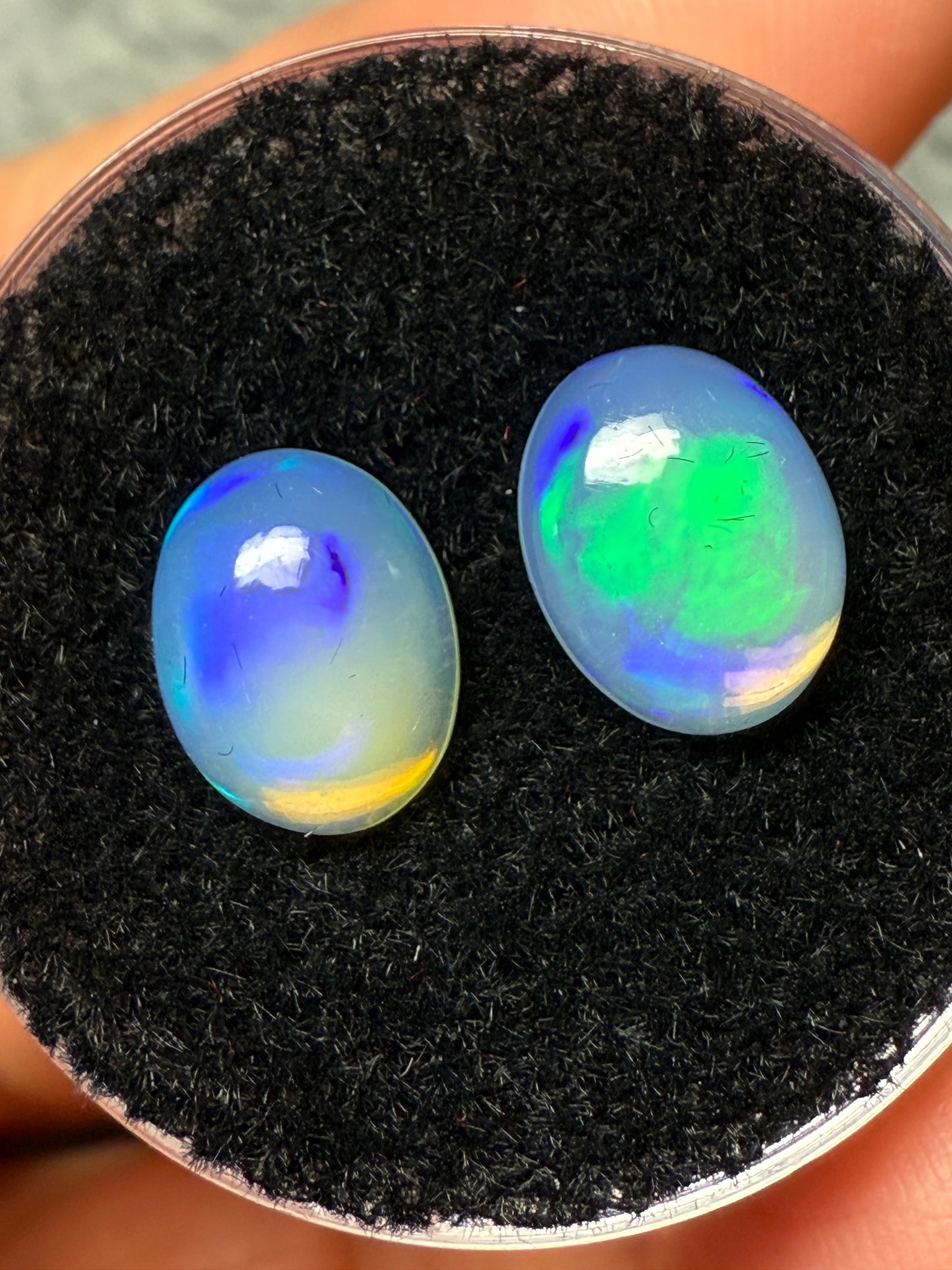 Welo Opal Cabochon Pair: 2.64 ct– 9x7x4mm