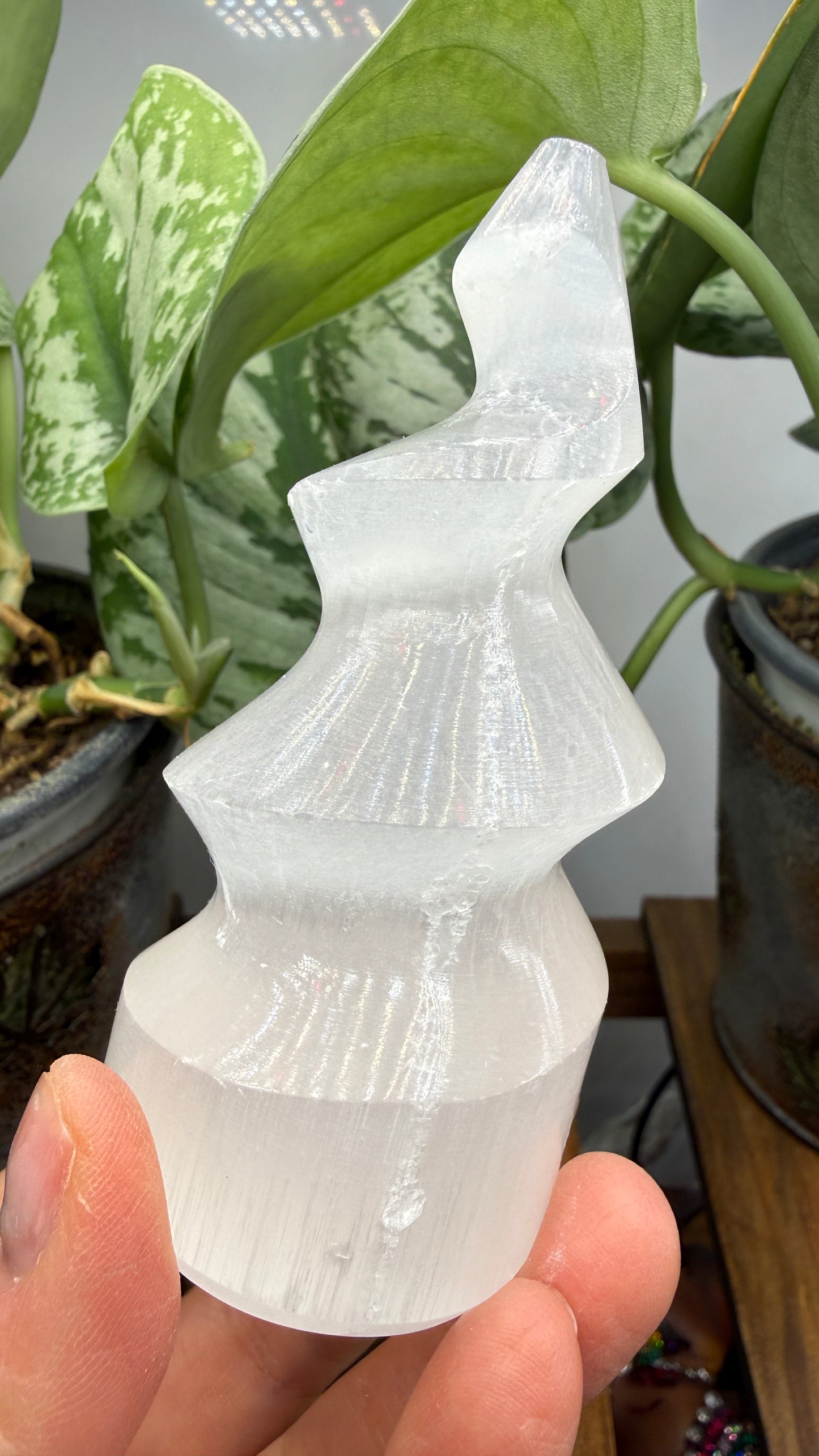 Satin Spar Selenite Flame- 3.75" inches tall