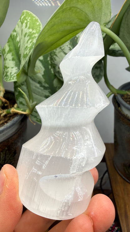 Satin Spar Selenite Flame- 3.75" inches tall
