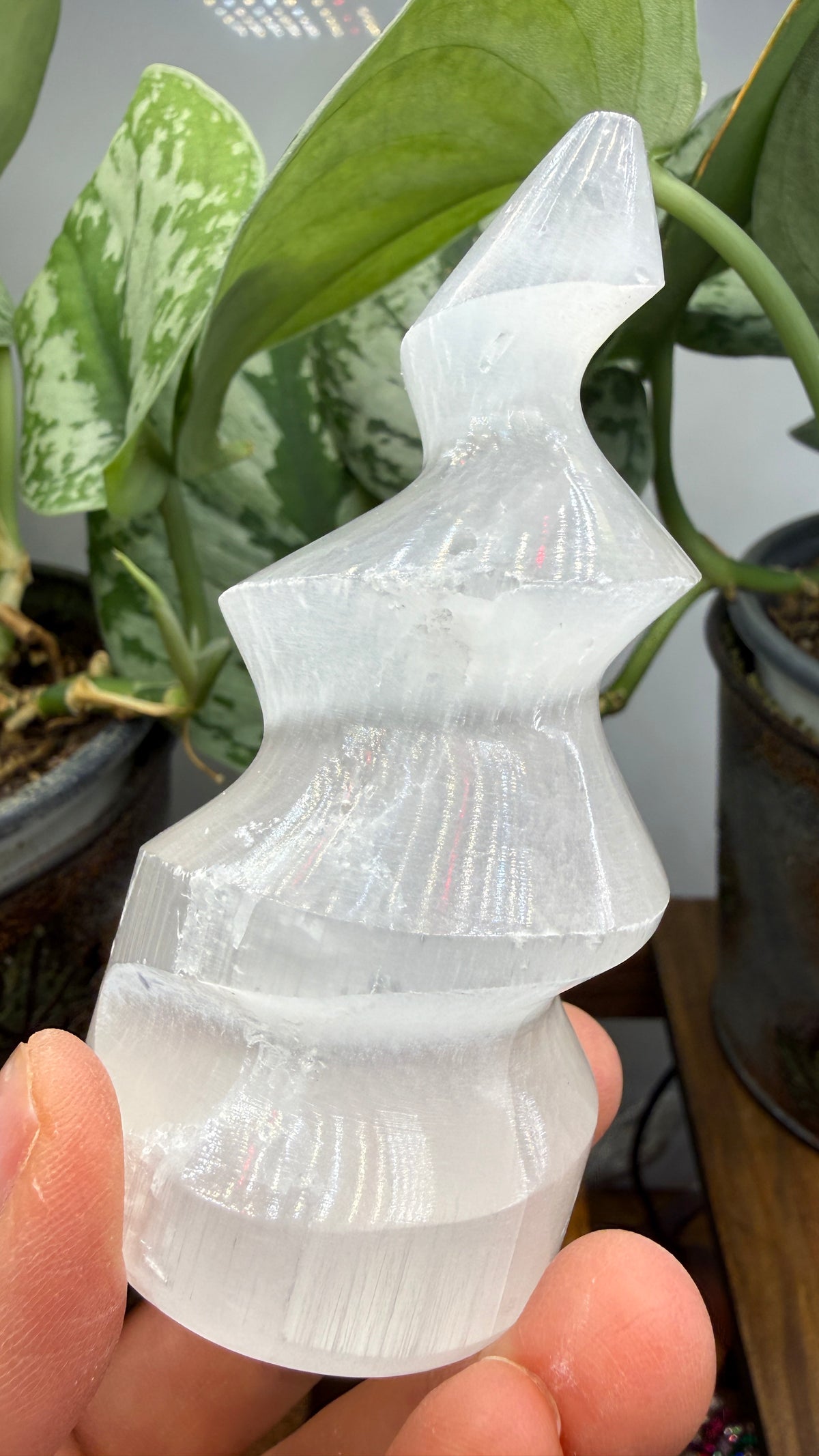 Satin Spar Selenite Flame- 3.75" inches tall