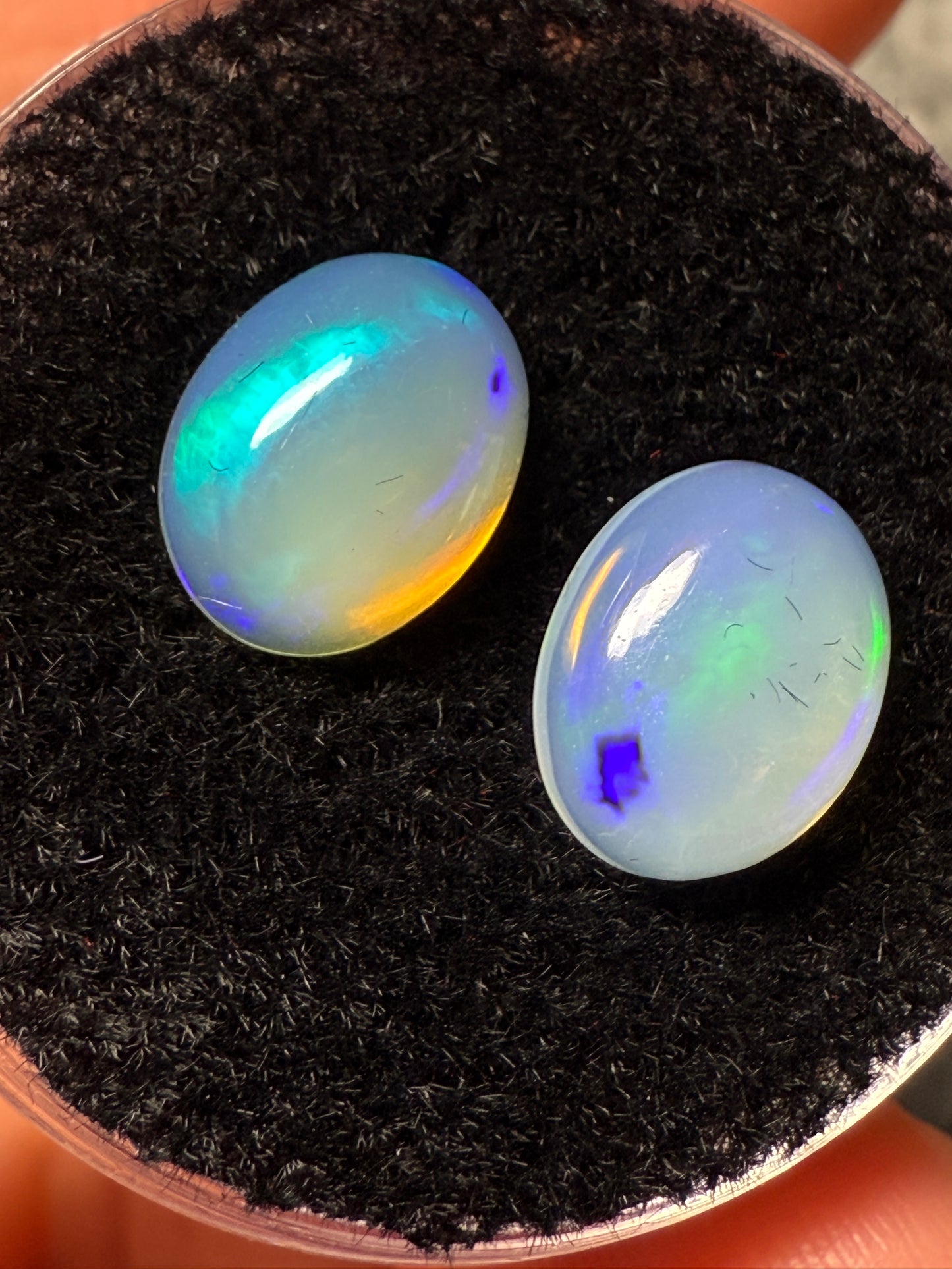 Welo Opal Cabochon Pair: 2.64 ct– 9x7x4mm