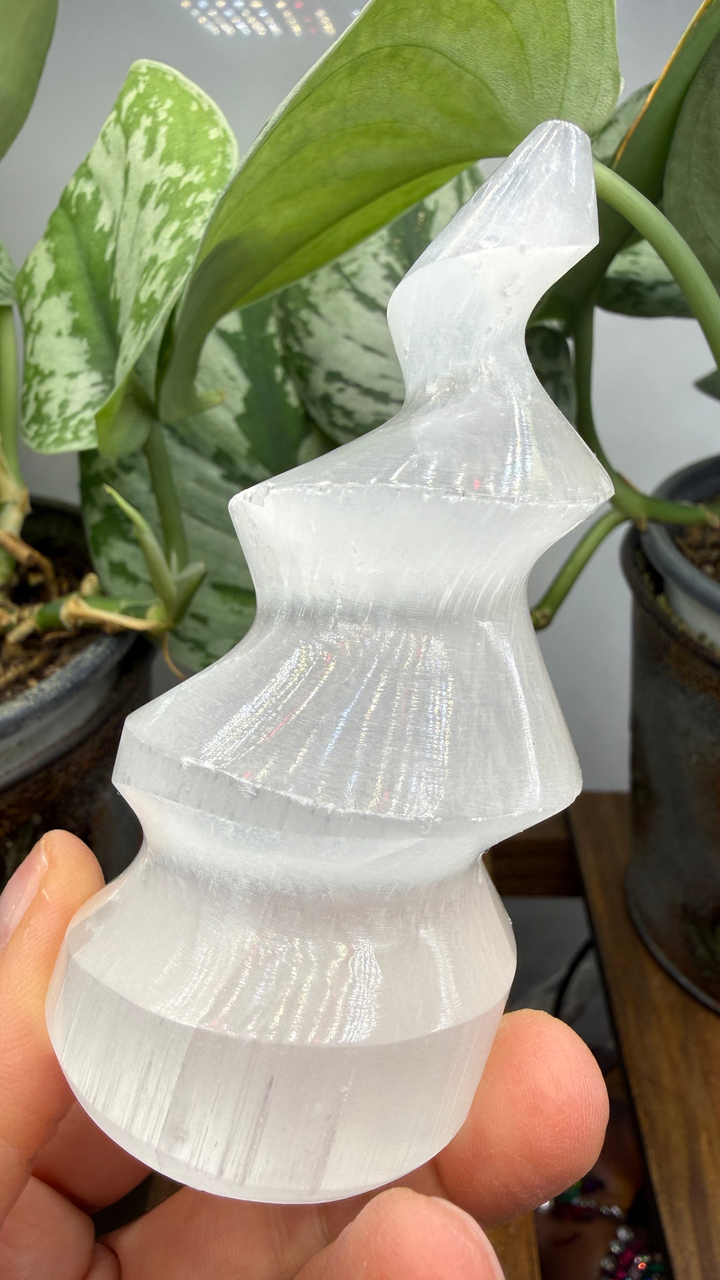 Satin Spar Selenite Flame- 3.75" inches tall