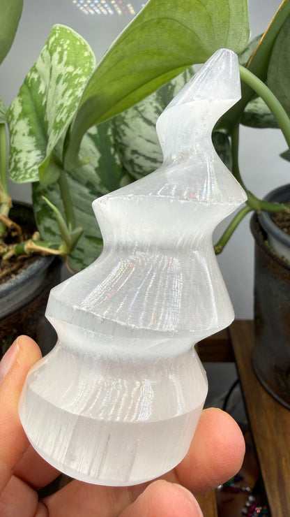 Satin Spar Selenite Flame- 3.75" inches tall
