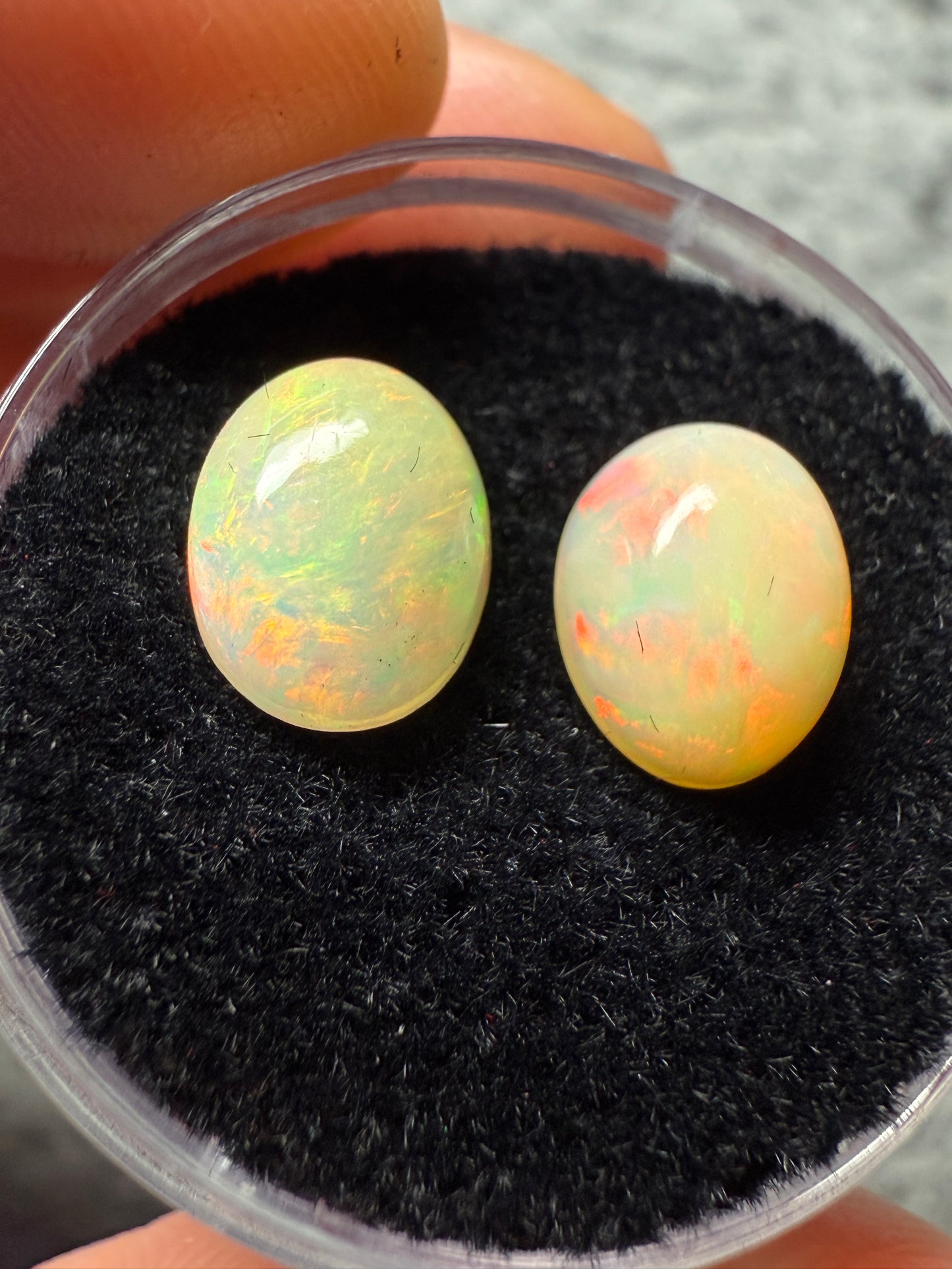 Welo Opal Cabochon Pair: 3.05 ct– 9x7x5mm