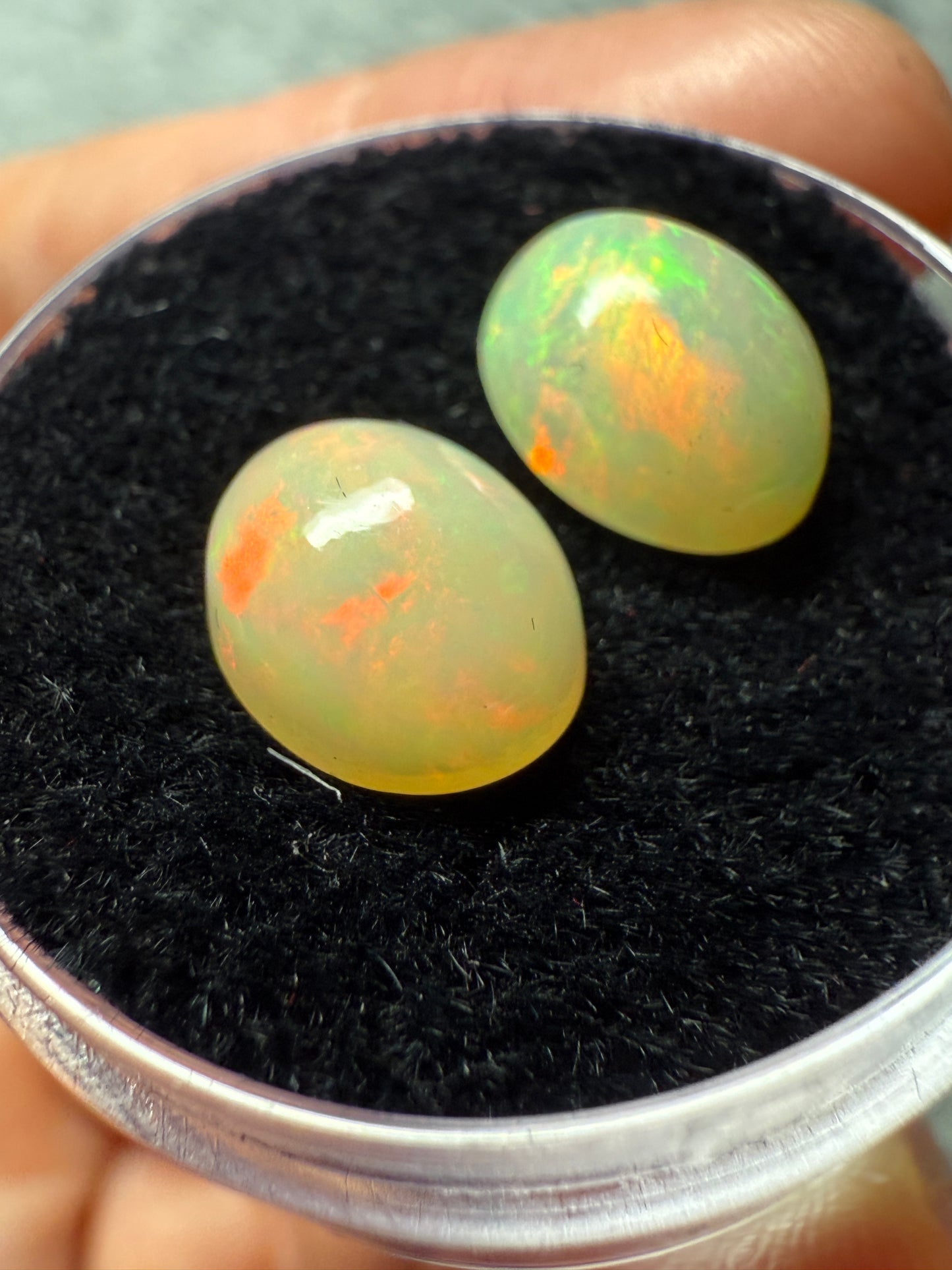 Welo Opal Cabochon Pair: 3.05 ct– 9x7x5mm