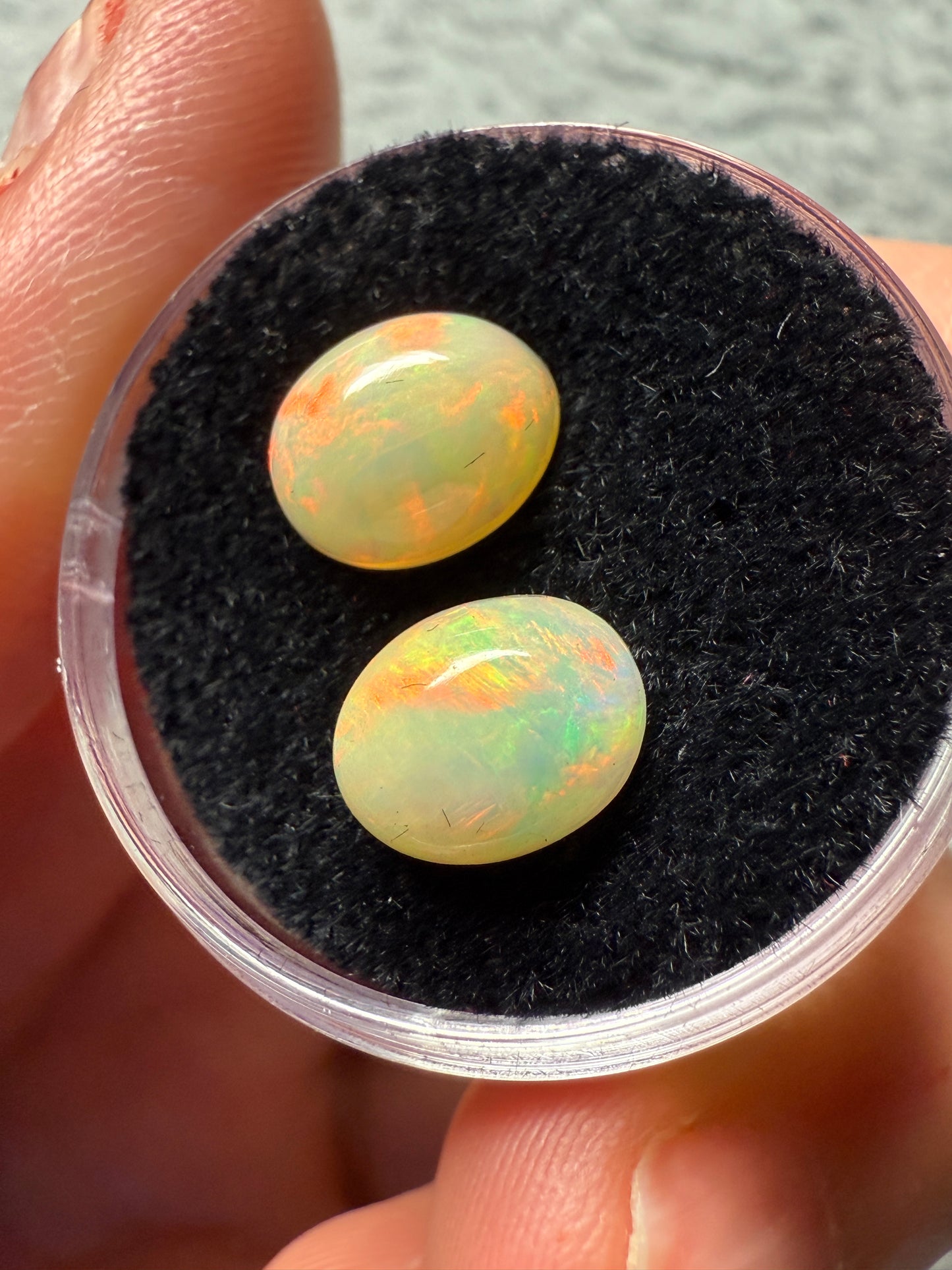 Welo Opal Cabochon Pair: 3.05 ct– 9x7x5mm