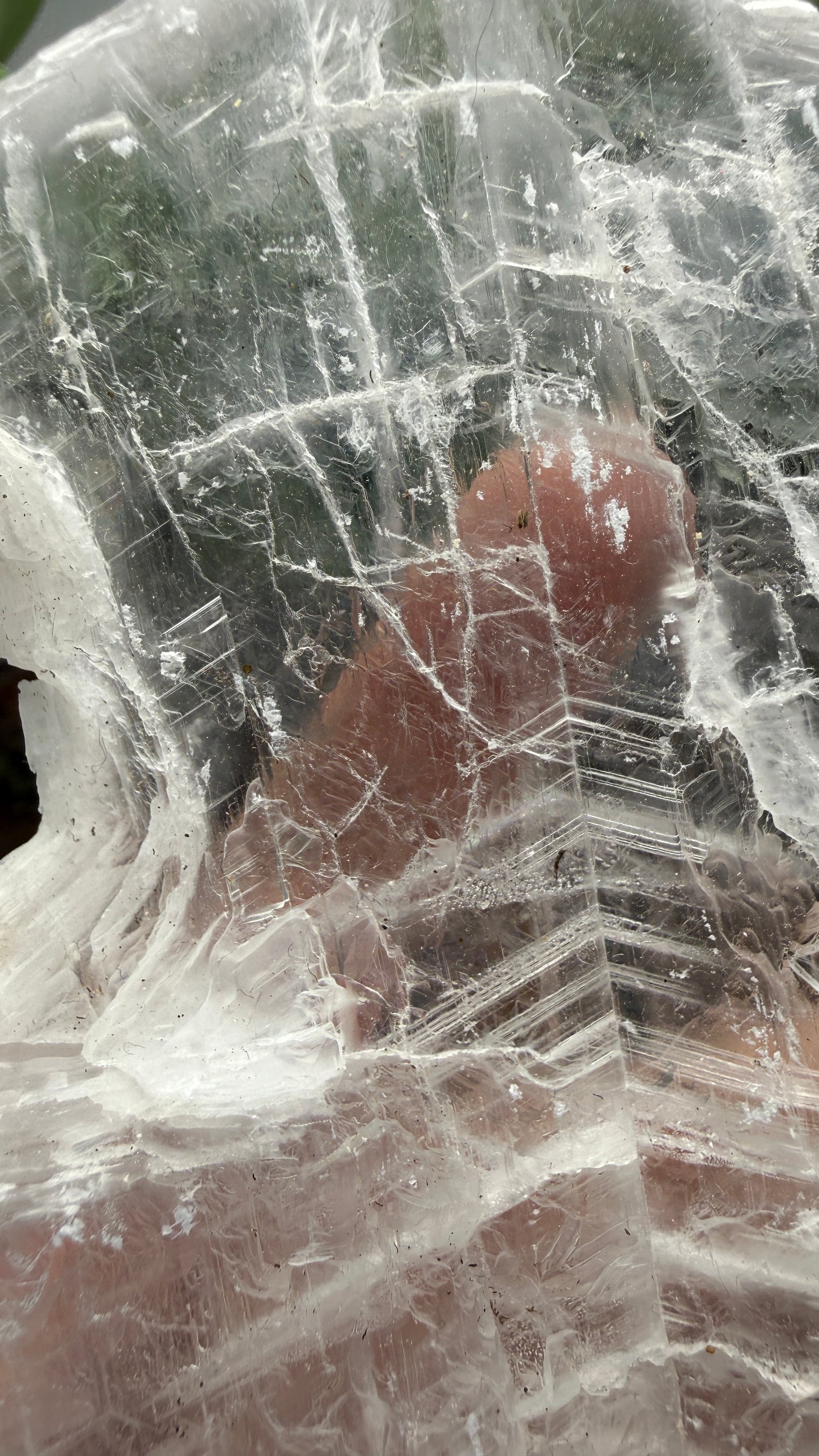 Natural Raw Selenite Plate- 5.6 inches wide- Super clear high quality slab
