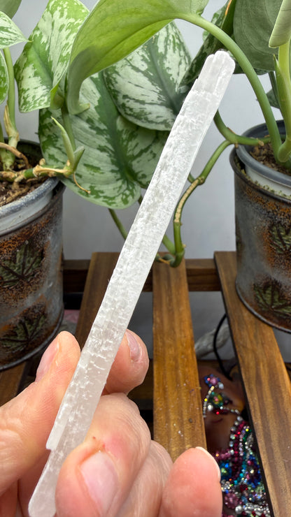 Natural Raw Selenite Plate- 4.2 inches wide- Super clear high quality slab