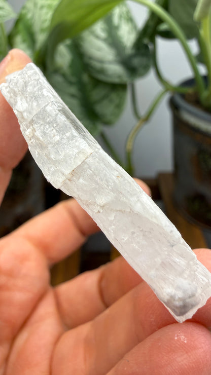Natural Raw Selenite Plate- 4.0 inches wide- Super clear high quality slab