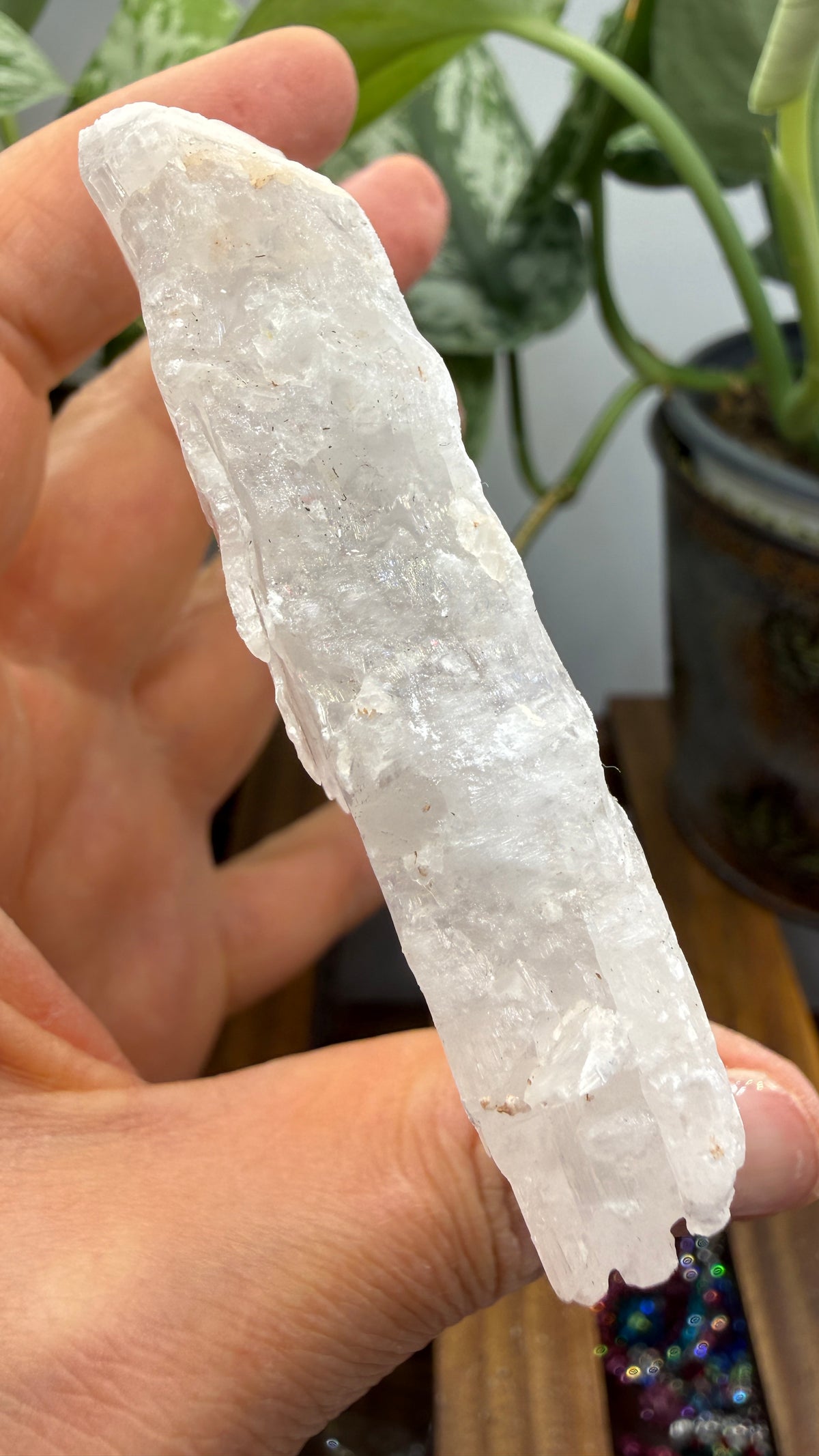 Natural Raw Selenite Plate- 4.3 inches wide- Super clear high quality slab