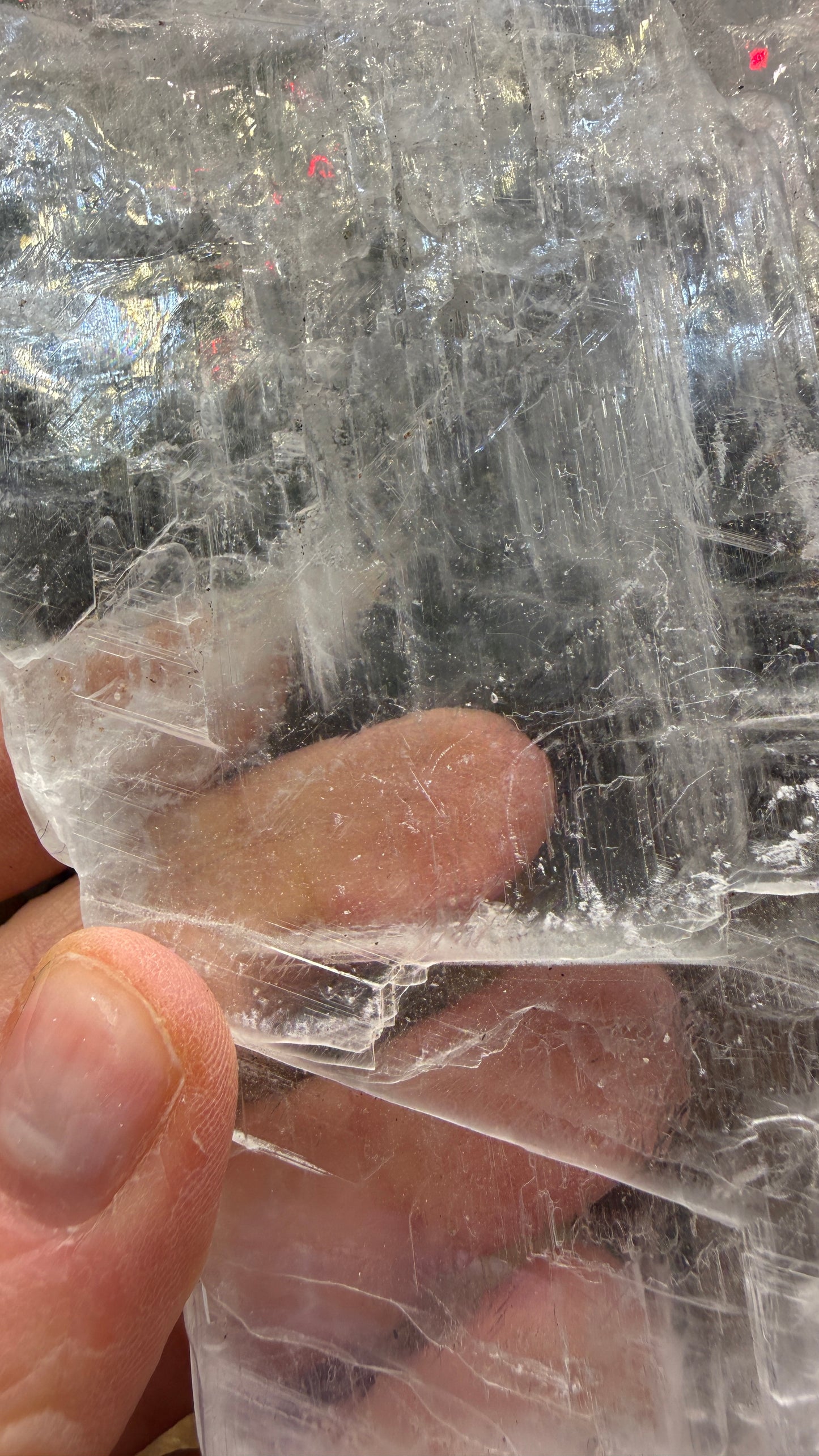 Natural Raw Selenite Plate- 5.1 inches wide- Super clear high quality slab