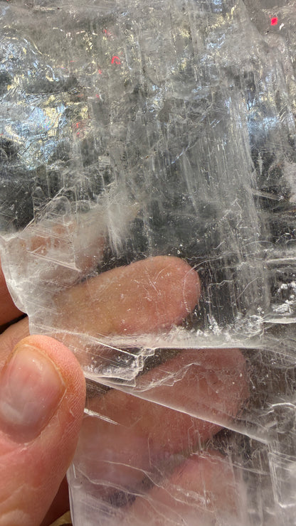 Natural Raw Selenite Plate- 5.1 inches wide- Super clear high quality slab